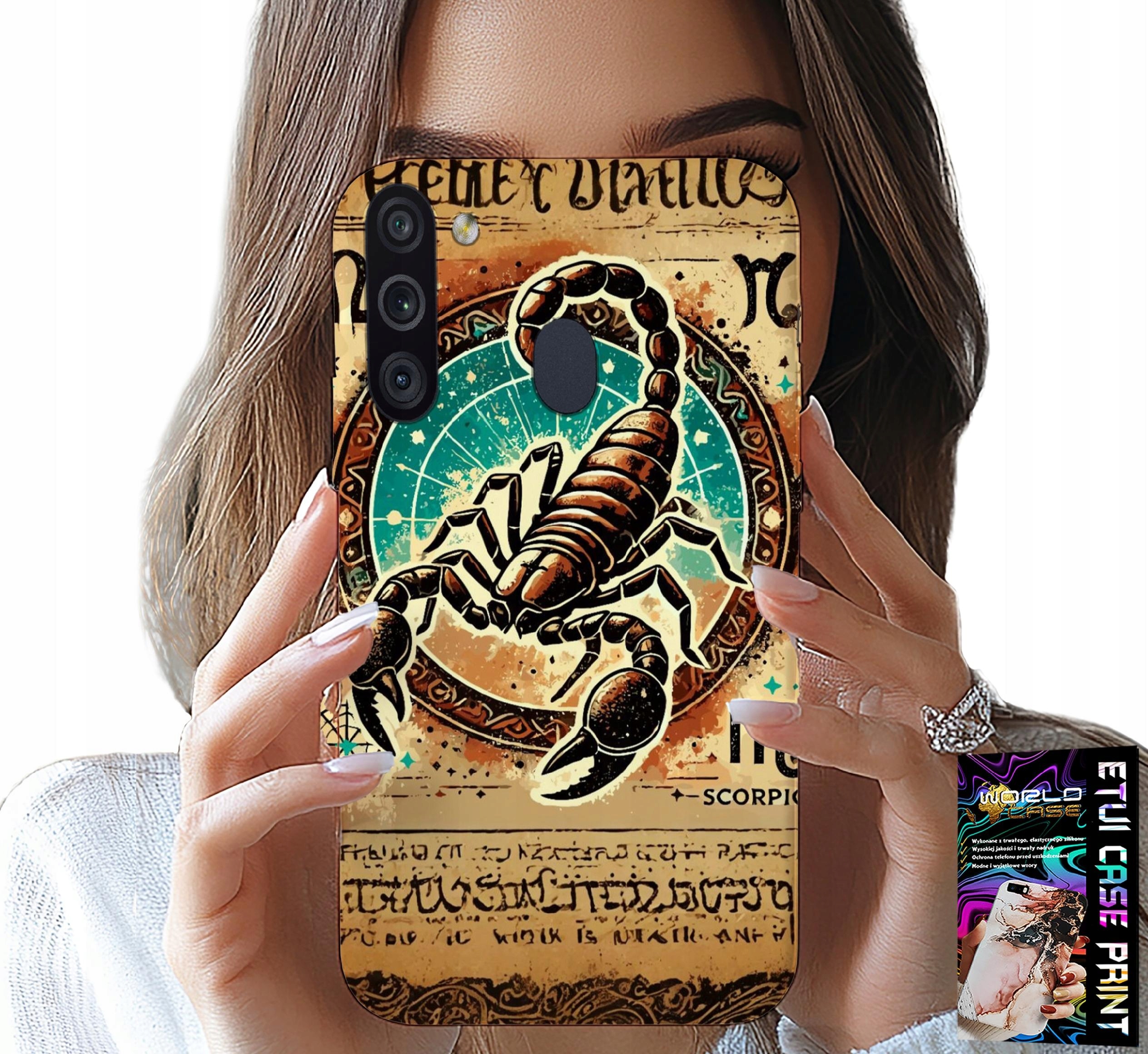 ETUI DO SAMSUNG GALAXY A21 - SKORPION ZNAK ZODIAKU ASTRONOMIA + FOLIA