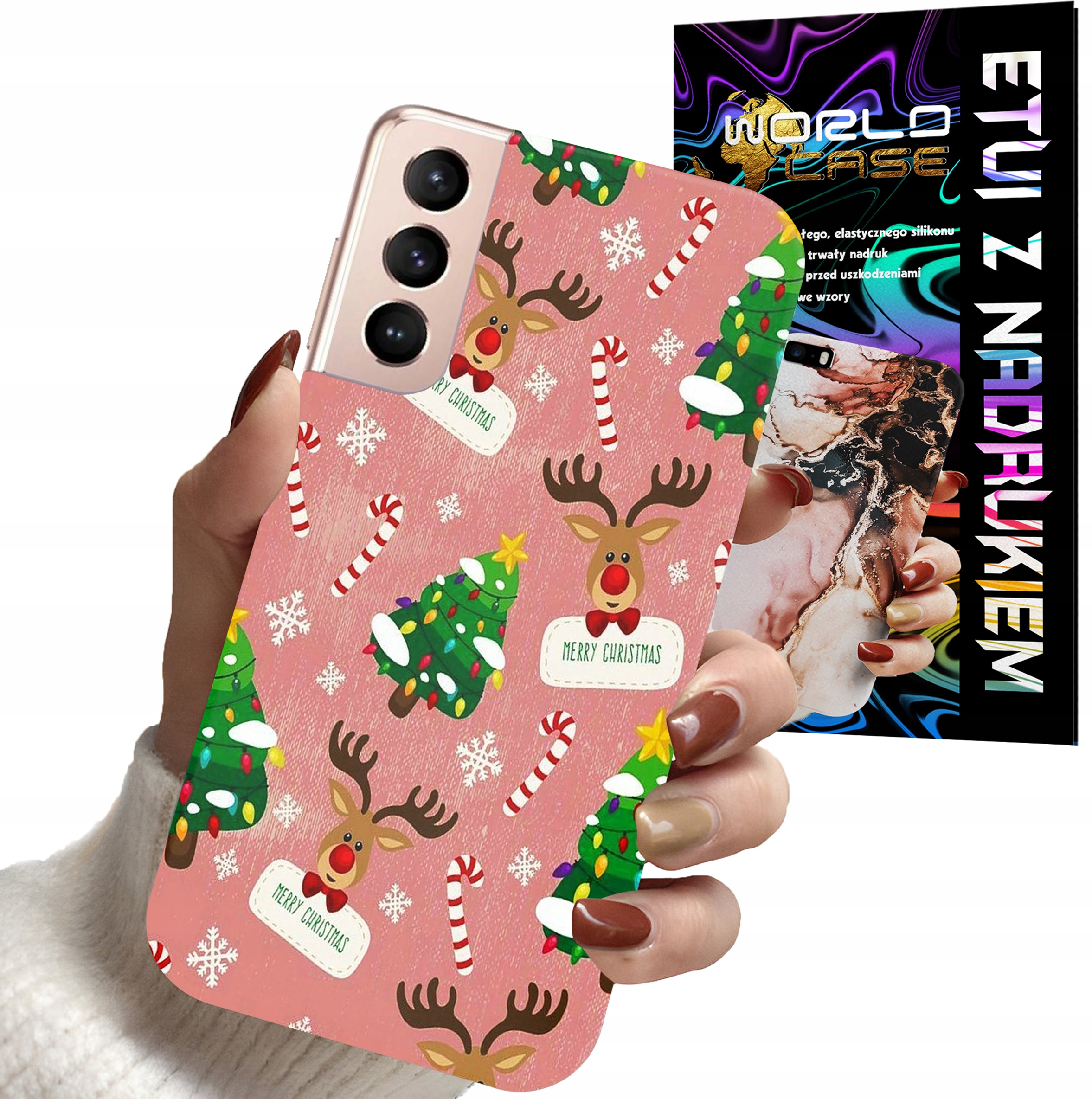 ETUI CASE DO SAMSUNG S22+ PLUS - ŚWIĄTECZNE WZORY NA ŚWIĘTA RENIFER CHOINKA