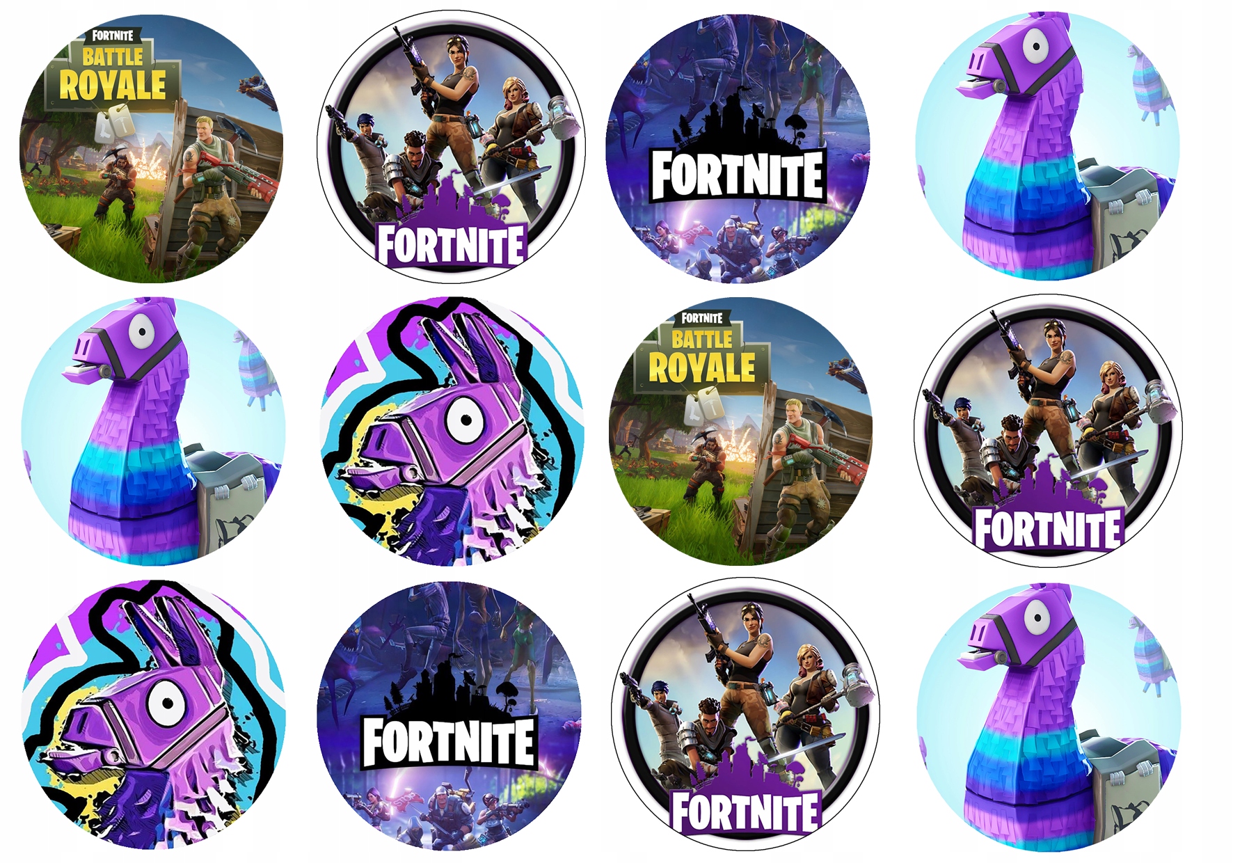 OPŁATEK na BABECZKI MUFFINKI zestaw na urodziny 12szt. - FORTNITE GRY
