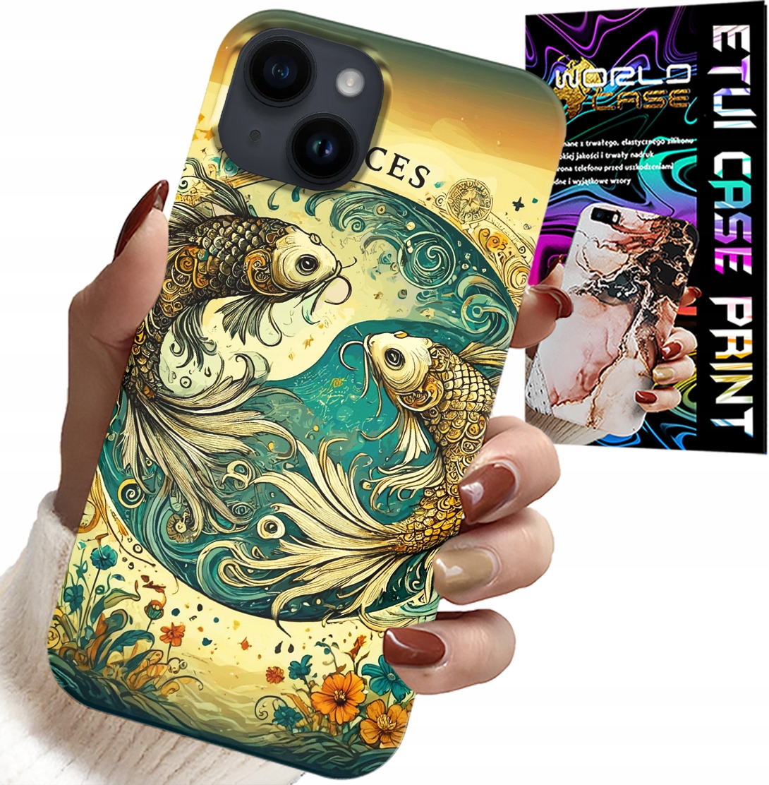 ETUI DO IPHONE 15 - ZNAK ZODIAKU, RYBA ASTRONOMIA + FOLIA