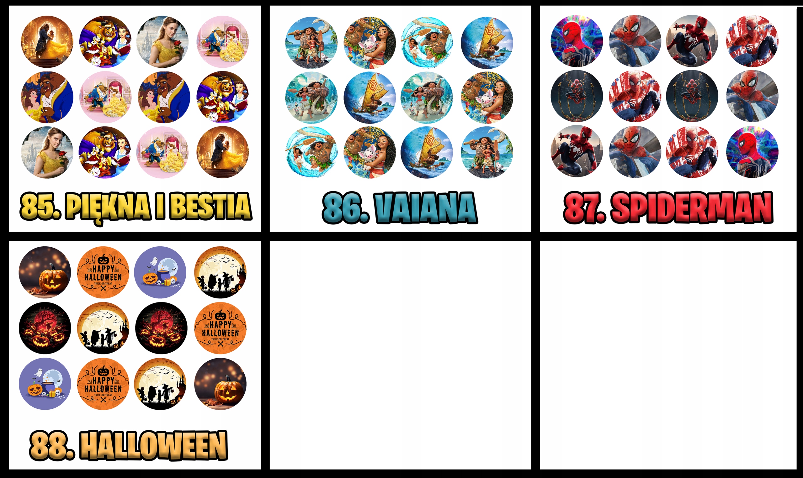 OPŁATEK na BABECZKI MUFFINKI zestaw na urodziny 12szt. - PIĘKNA I BESTIA