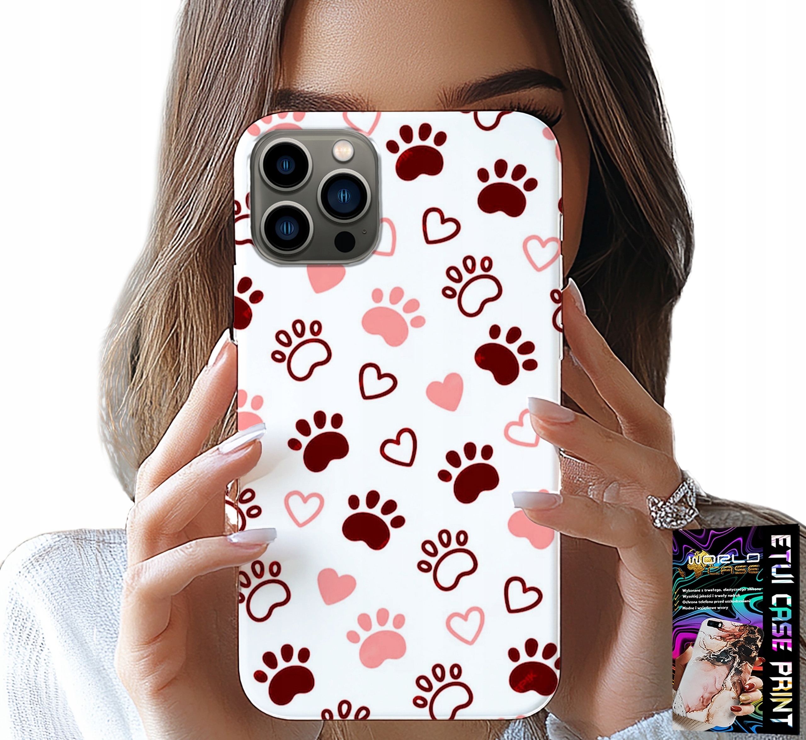 ETUI DO IPHONE 11 PRO MAX - PSIE ŁAPKI NA BIAŁYM TLE, PIES, KOT, MIŚ