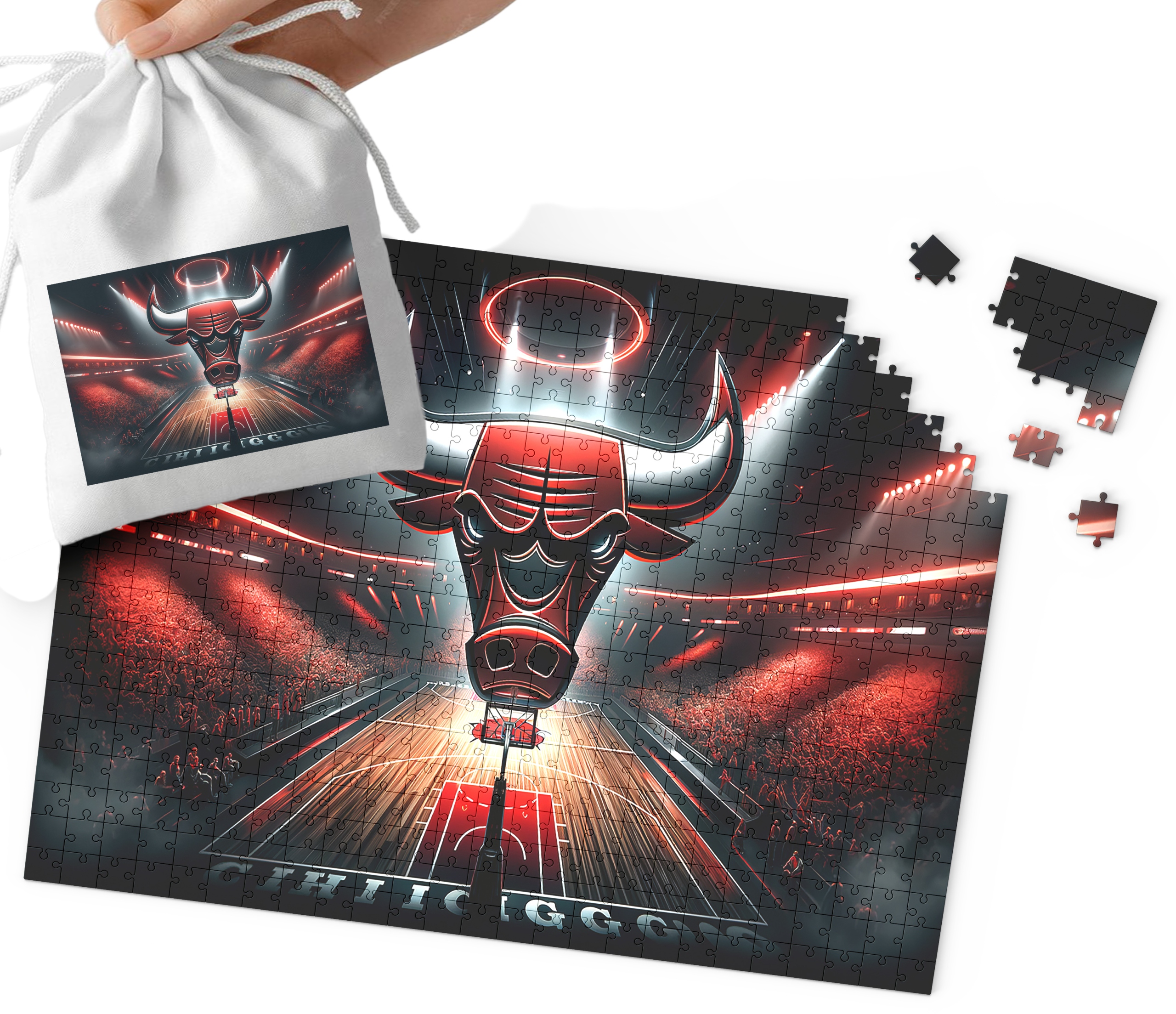 PUZZLE - Chicago Bulls WZORY DLA FANA KOSZYKÓWKI 120el + WORECZEK