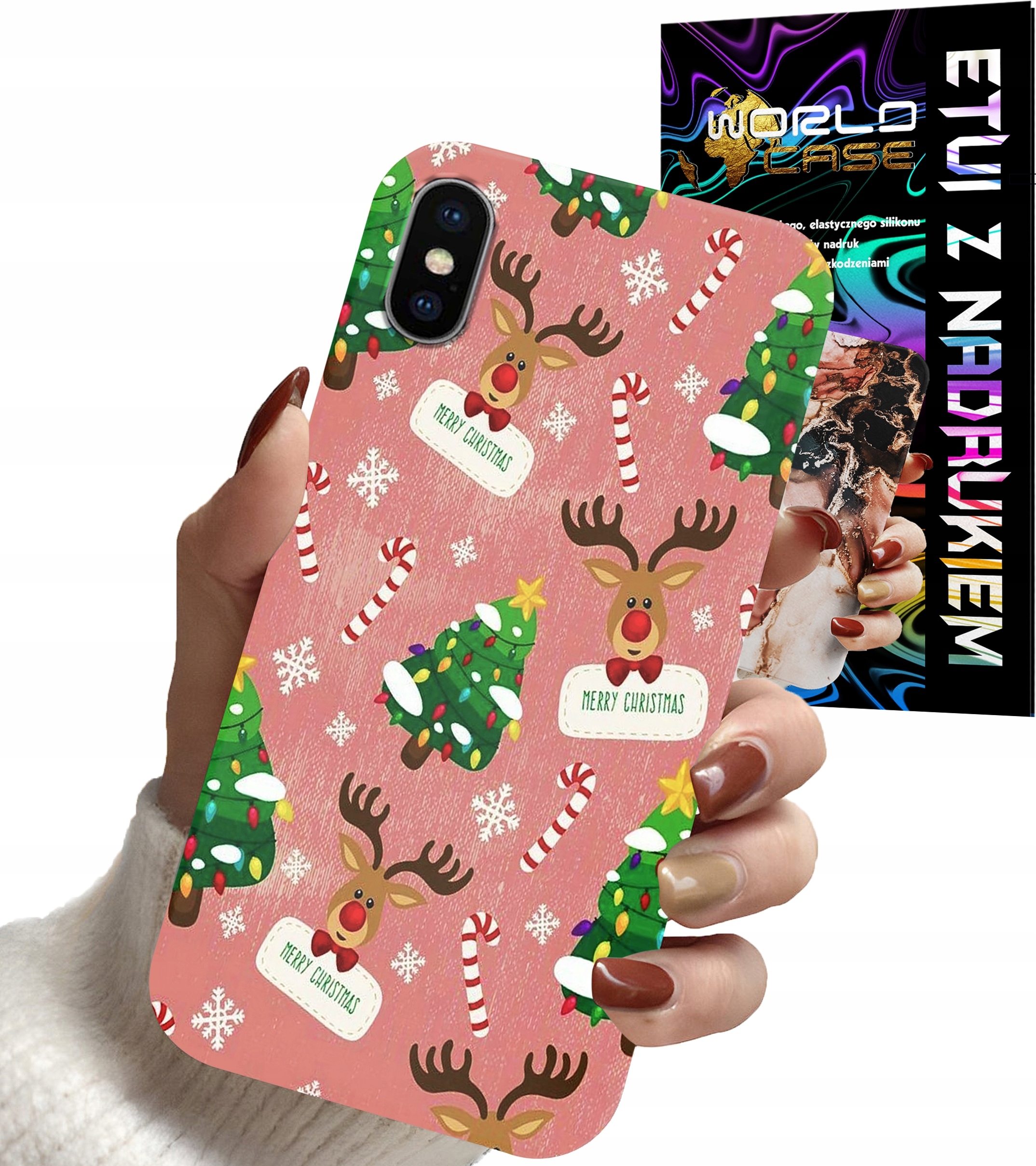 ETUI CASE DO IPHONE XS MAX - ŚWIĄTECZNE WZORY NA ŚWIĘTA RENIFER CHOINKA