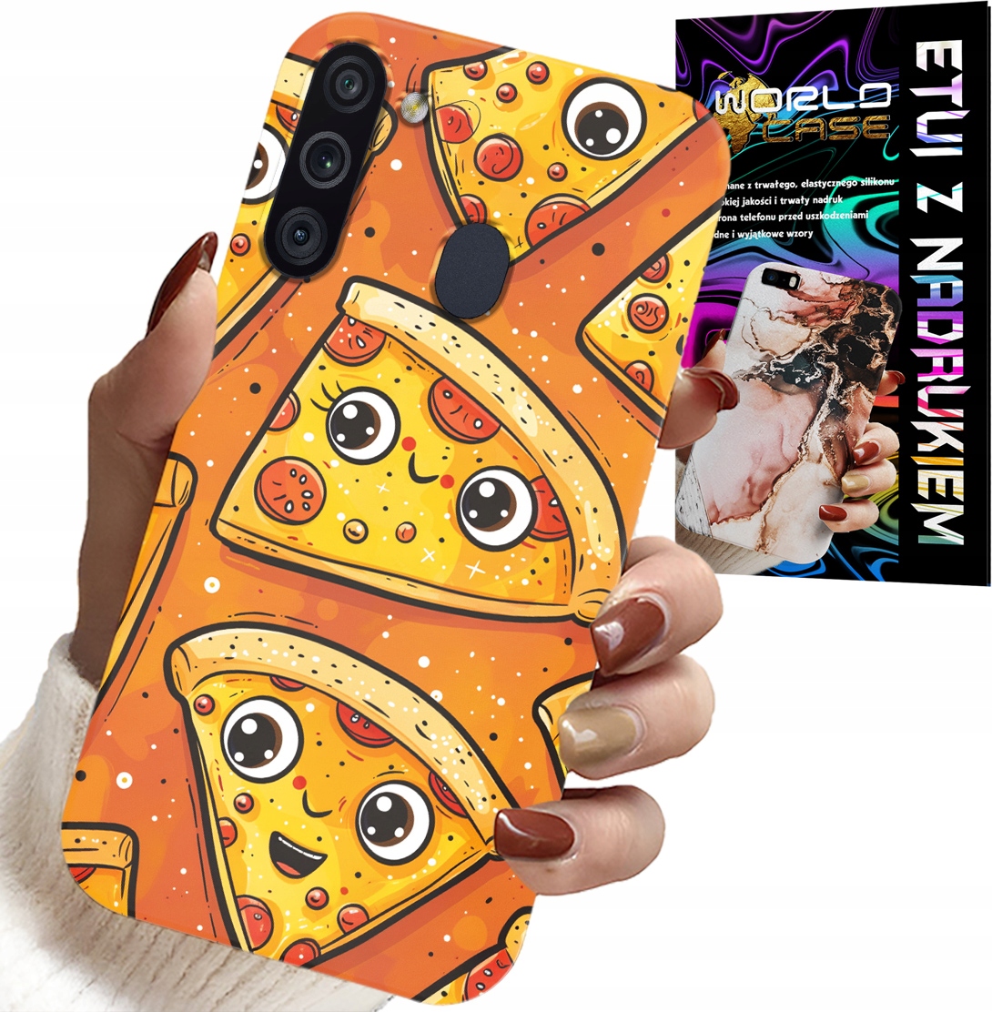 ETUI DO SAMSUNG GALAXY A21 - SŁODKIE UŚMIECHNIĘTE PIZZE CASE + SZKŁO