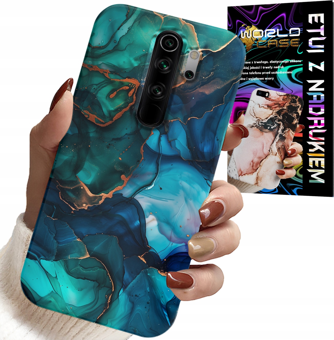 ETUI DO XIAOMI NOTE 8 PRO - NIEBIESKO ZIELONY MARMUREK PLECKI WZORY