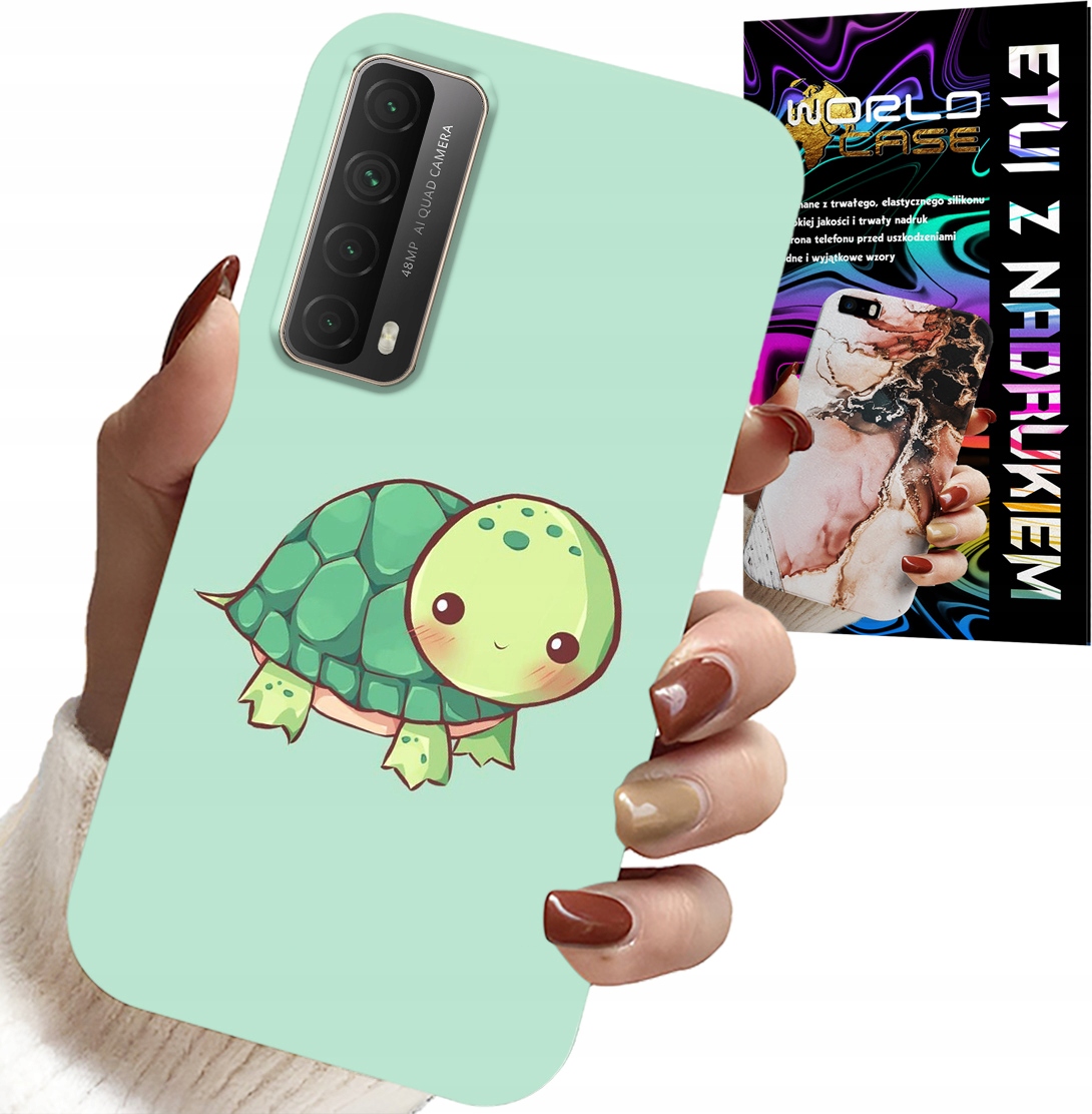 ETUI DO HUAWEI P SMART 2021 - SŁODKIE ŻÓŁWKI WZORY DLA DZIECI + SZKŁO