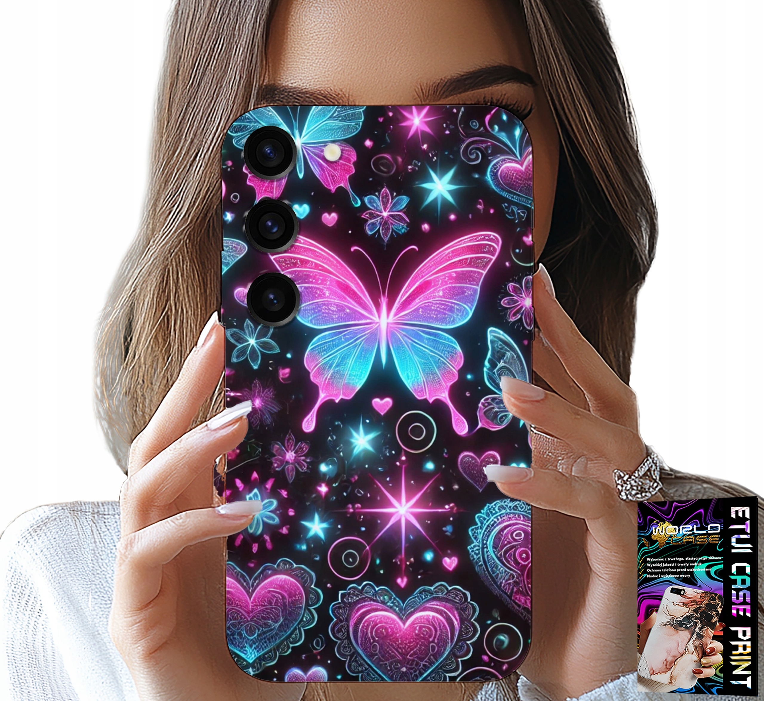 ETUI DO SAMSUNG GALAXY S23 - KOLOROWY MOTYLEK SERCE MODNE WZORY CASE