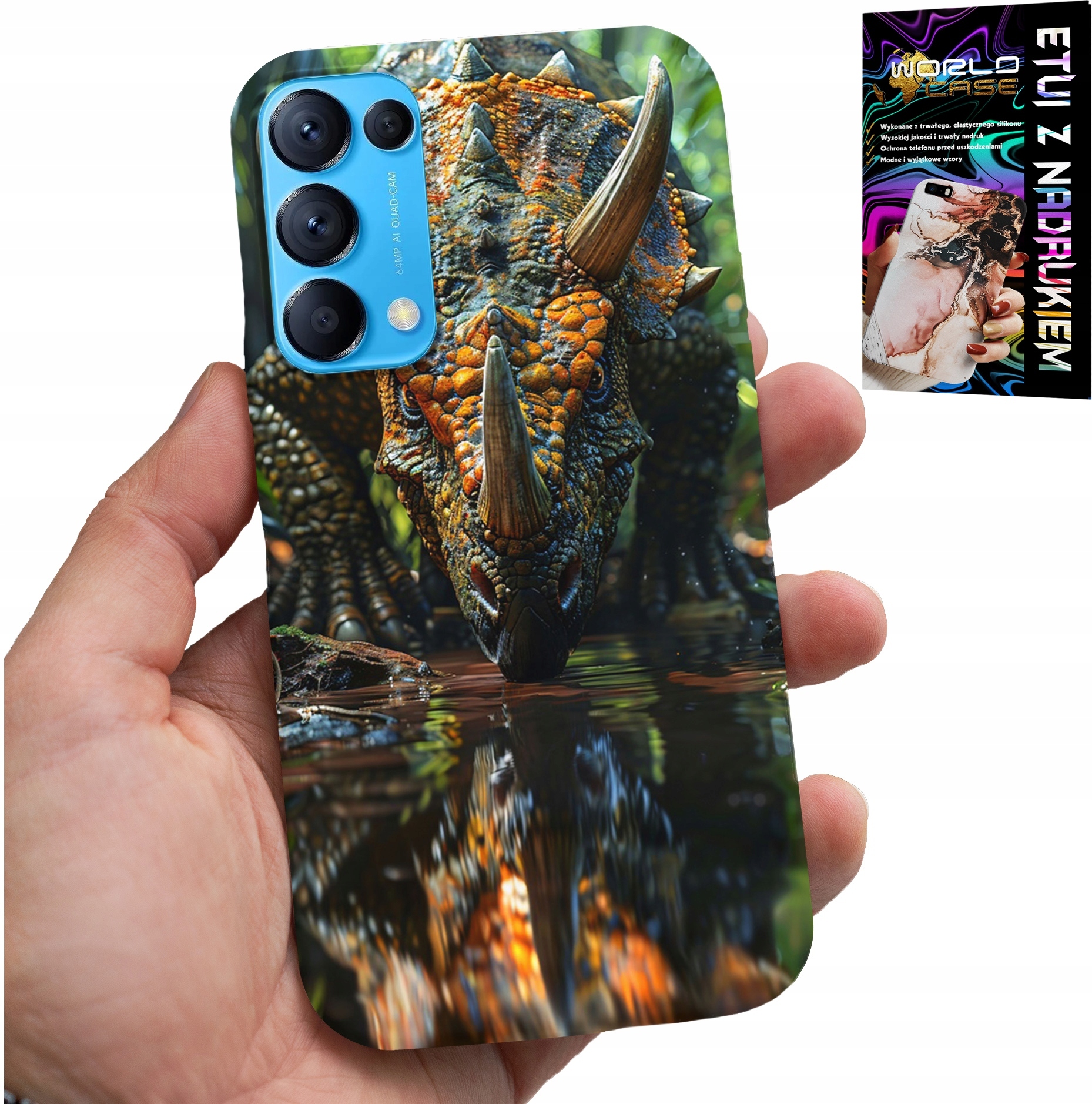 ETUI DO OPPO FIND X3 LITE - DINO DINOZAUR TRICERATOPSEM FUTERAŁ