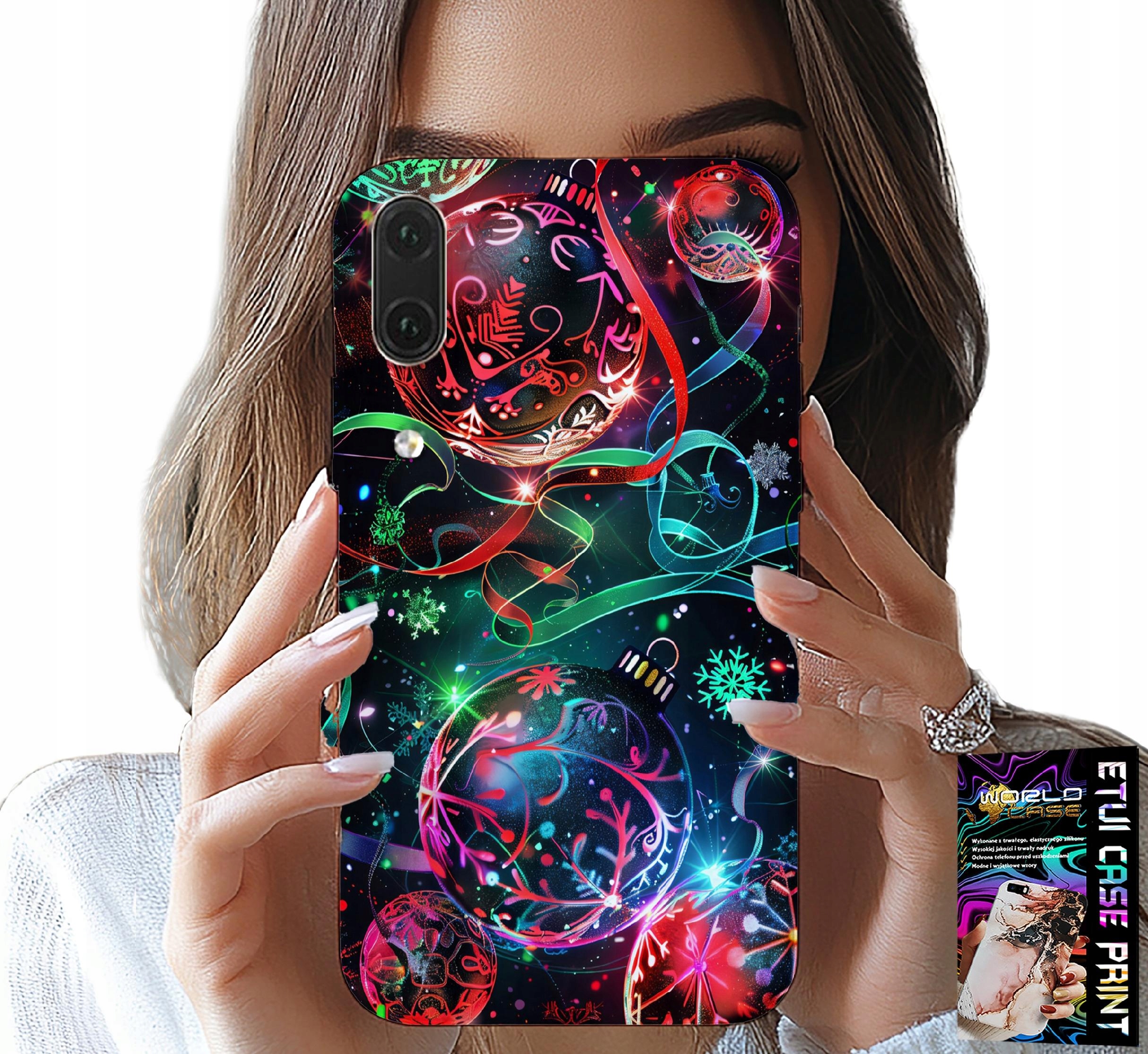 ETUI DO HUAWEI P20 - ŚWIĄTECZNE BOMBKI, CHOINKA, CASE + FOLIA
