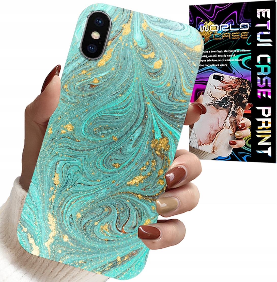ETUI DO IPHONE XS MAX - MARMURKOWE WZORY + SZKŁO HARTOWANE