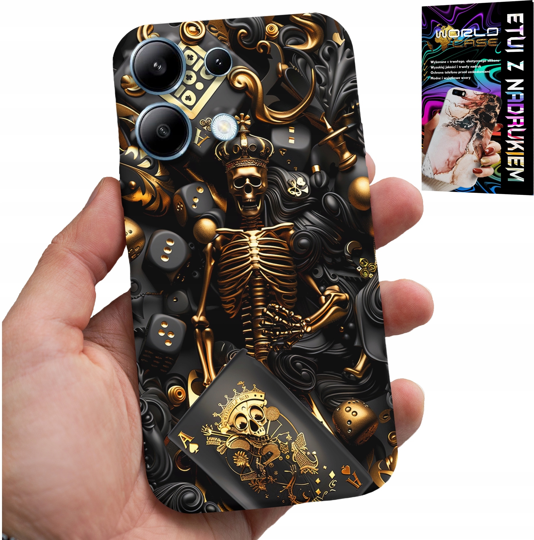 ETUI DO XIAOMI NOTE 14S - KRÓL POKER KOŚCI AS WZORY DLA MEN +SZKŁO