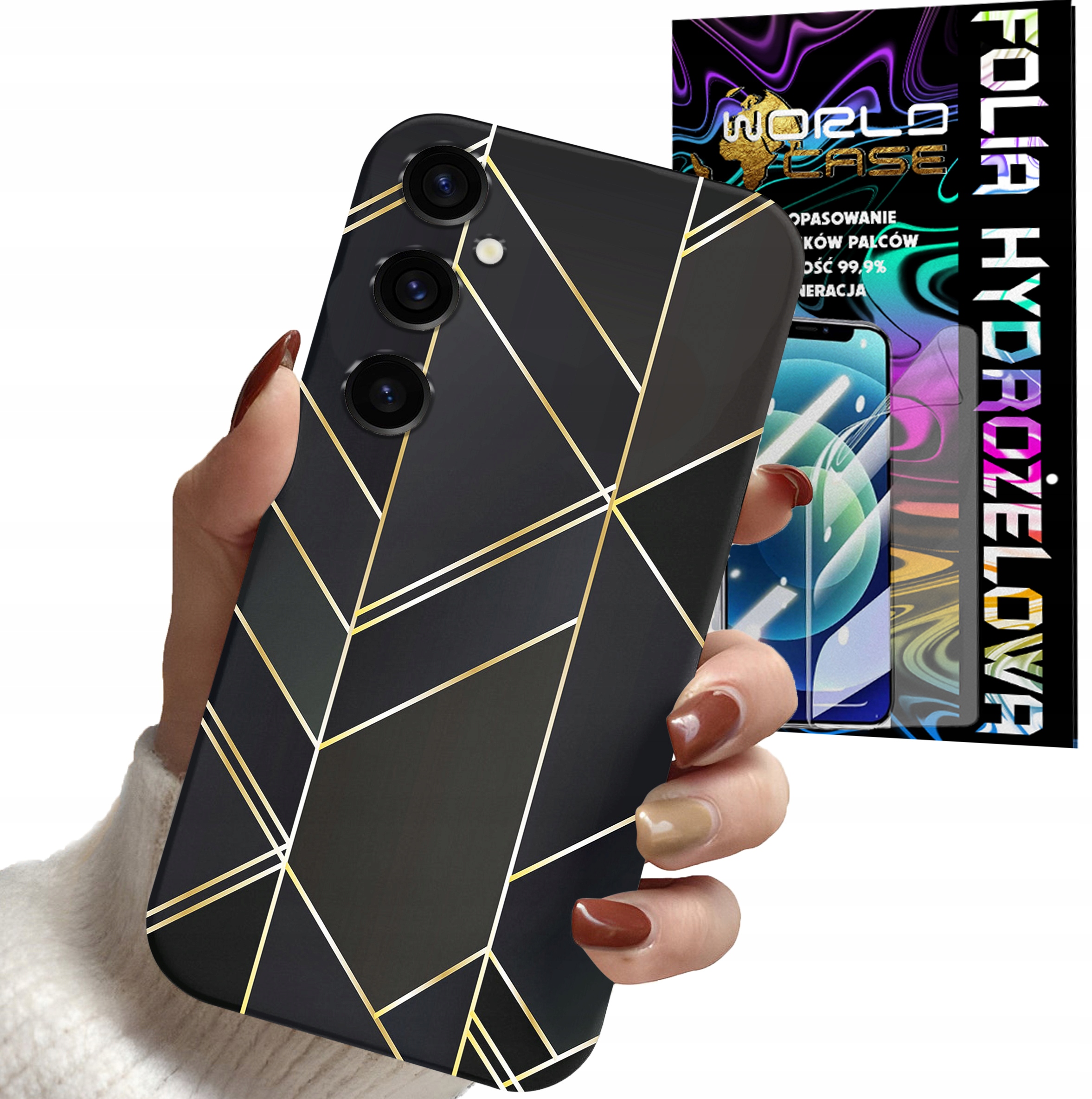 ETUI CASE DO SAMSUNG A24 4G - MARMUREK GEOMETRYCZNE WZORY DLA KOBIE + FOLIA