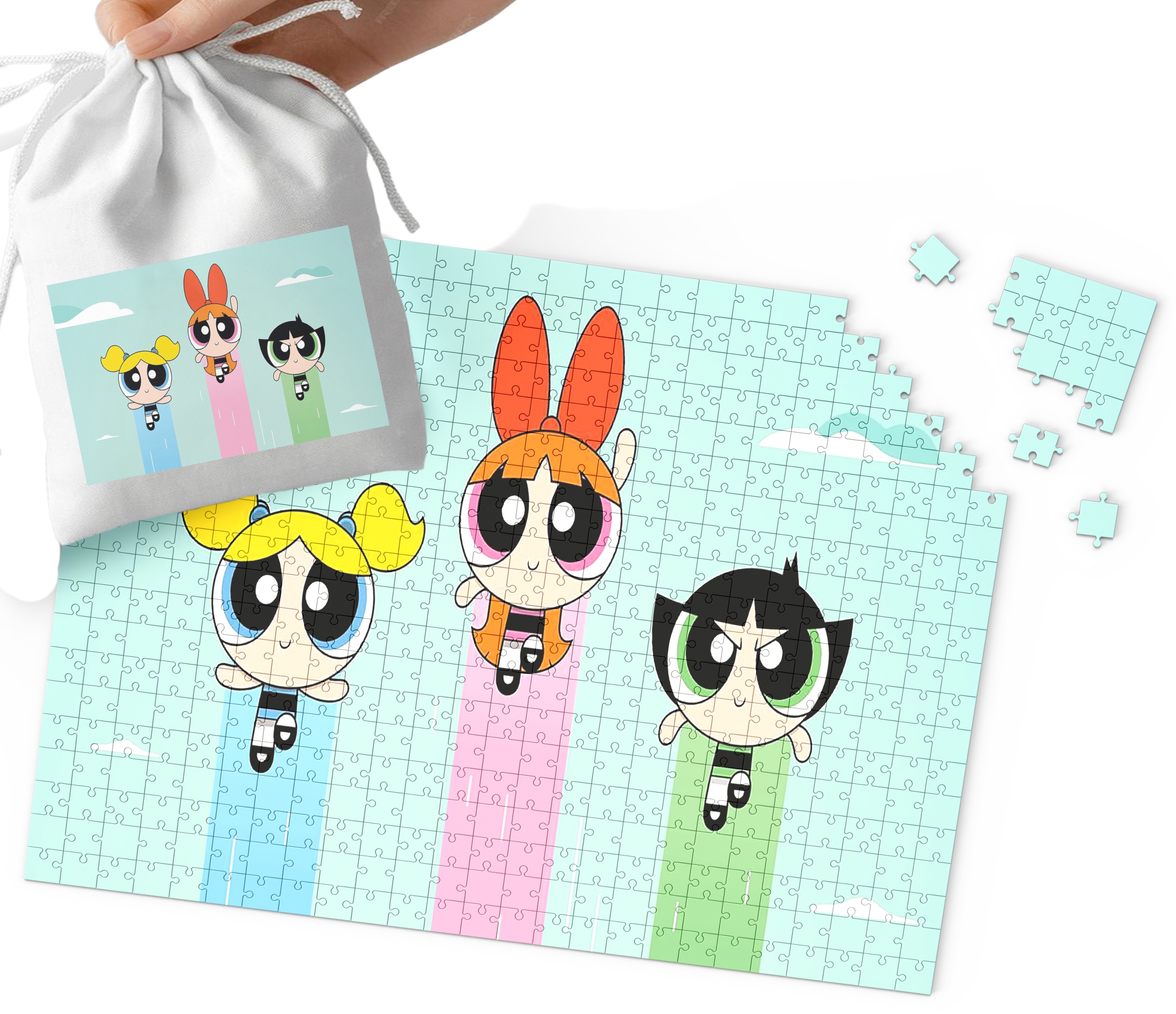 PUZZLE - ATOMÓWKI WZORY Z BAJEK I GIER PREZENT DLA DZIECI 96EL + WORECZEK