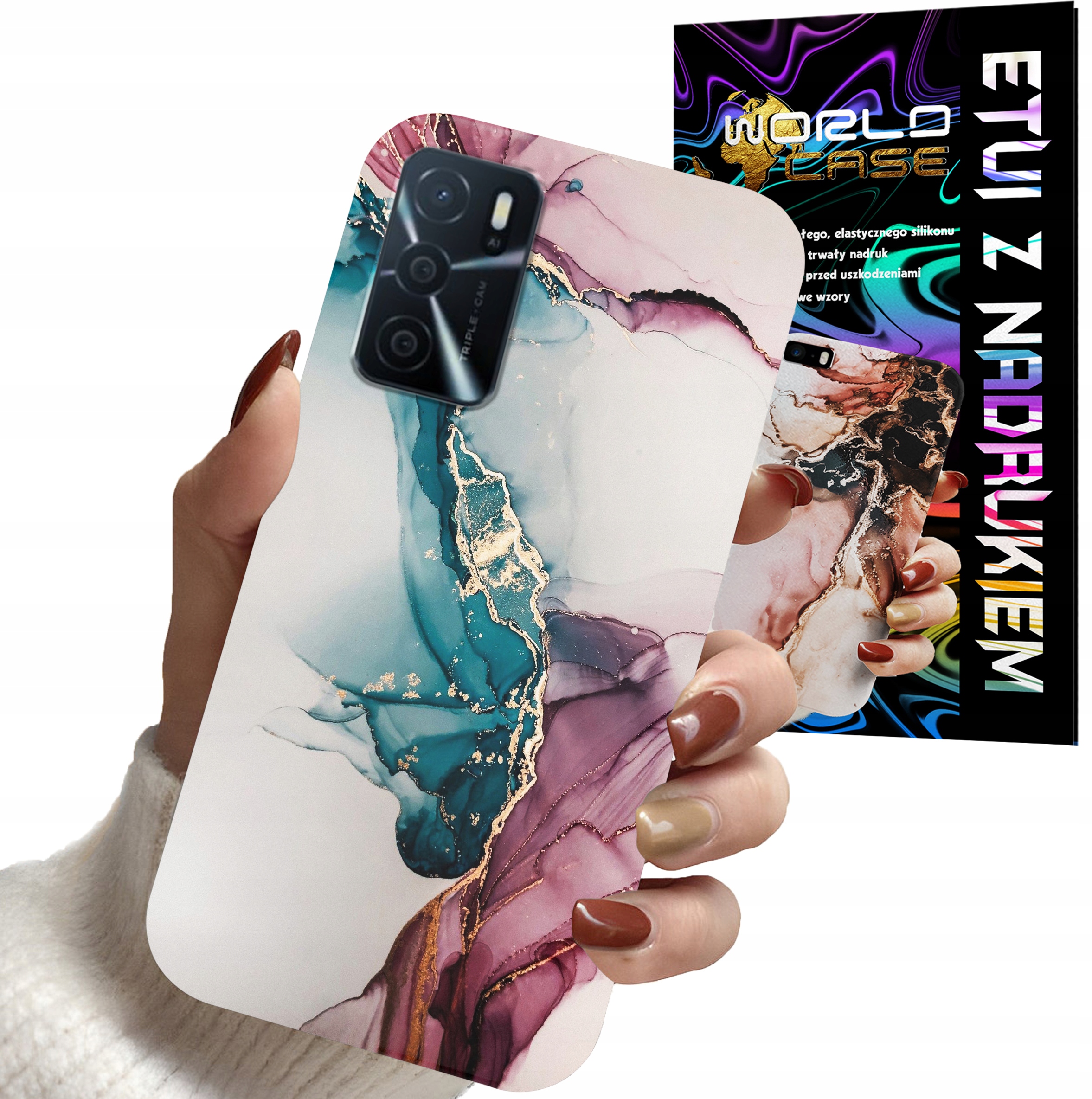 ETUI CASE DO OPPO A16 A16S A54S - MARMUR WZORY DLA KOBIET PLECKI OBUDOWA