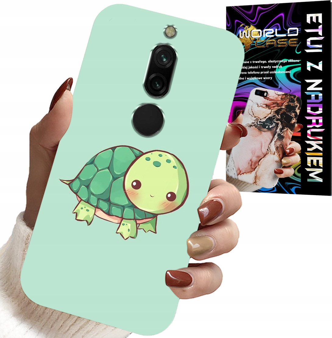 ETUI DO XIAOMI REDMI 8 - SŁODKIE ŻÓŁWKI WZORY DLA DZIECI + SZKŁO