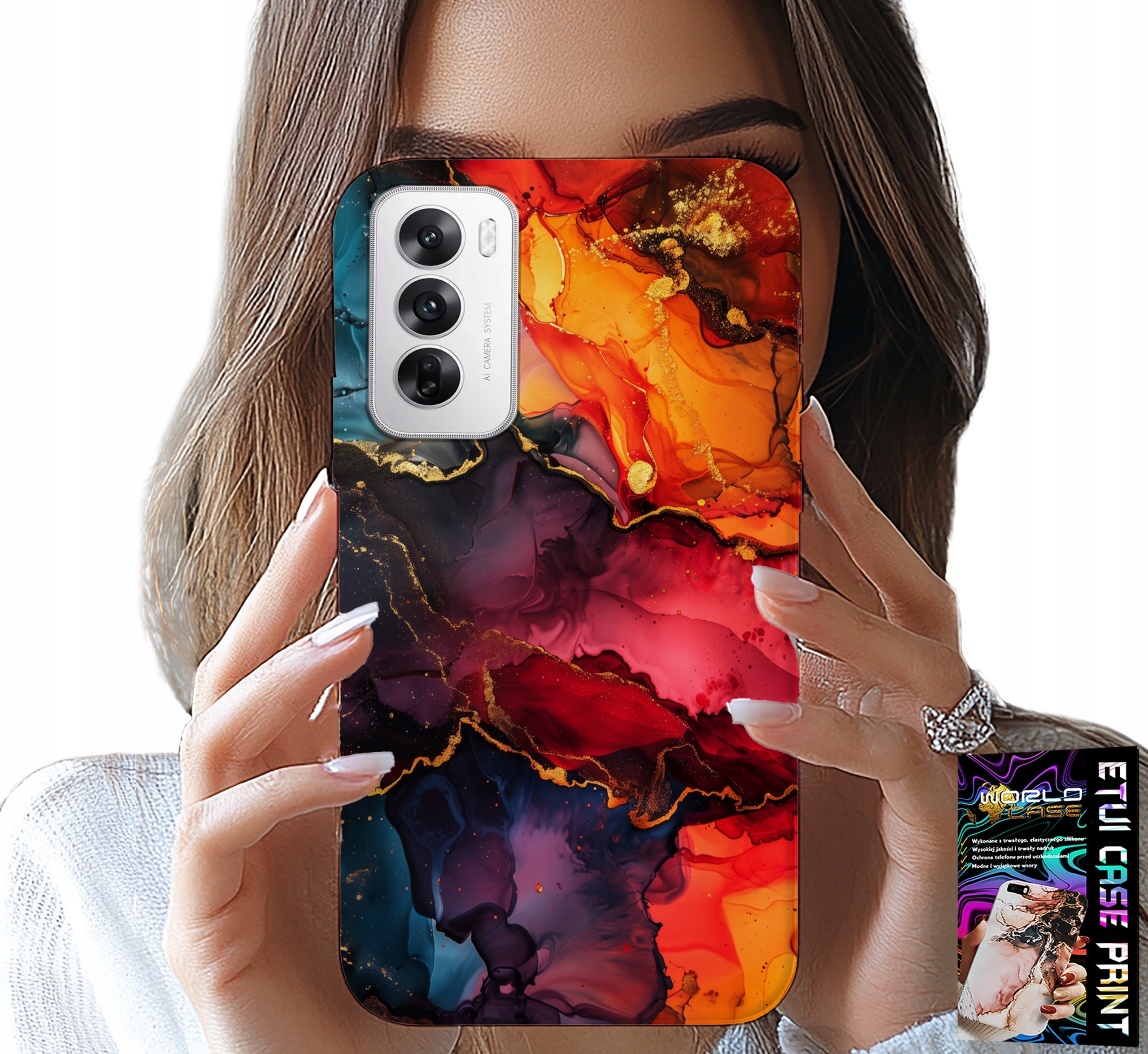 ETUI DO OPPO RENO12 5G - KAMIENNE WZORY, OBUDOWA CASE + FOLIA