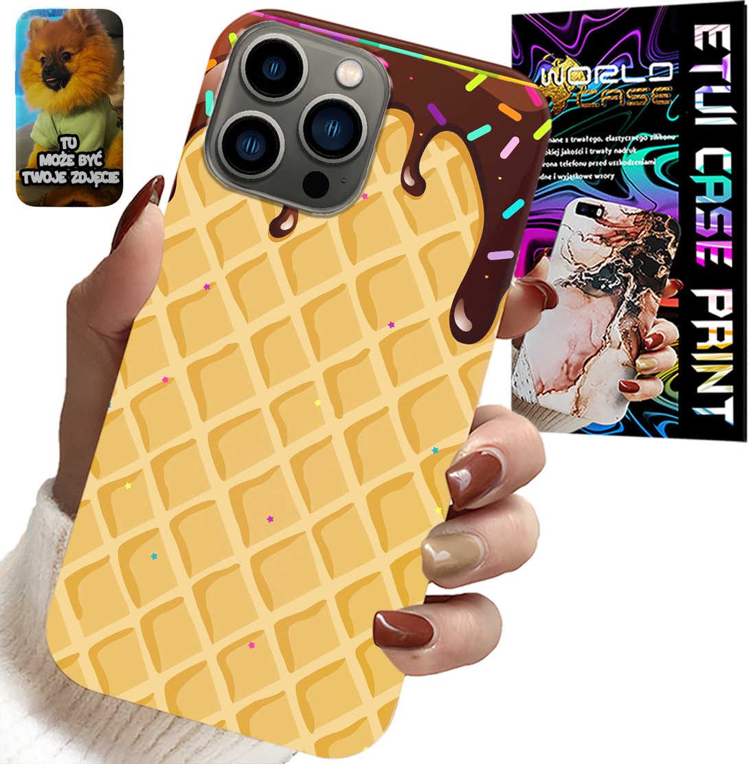 ETUI DO IPHONE 13 PRO - Z MOTYWEM WAFLA Z POLEWĄ CZEKOLADOWĄ