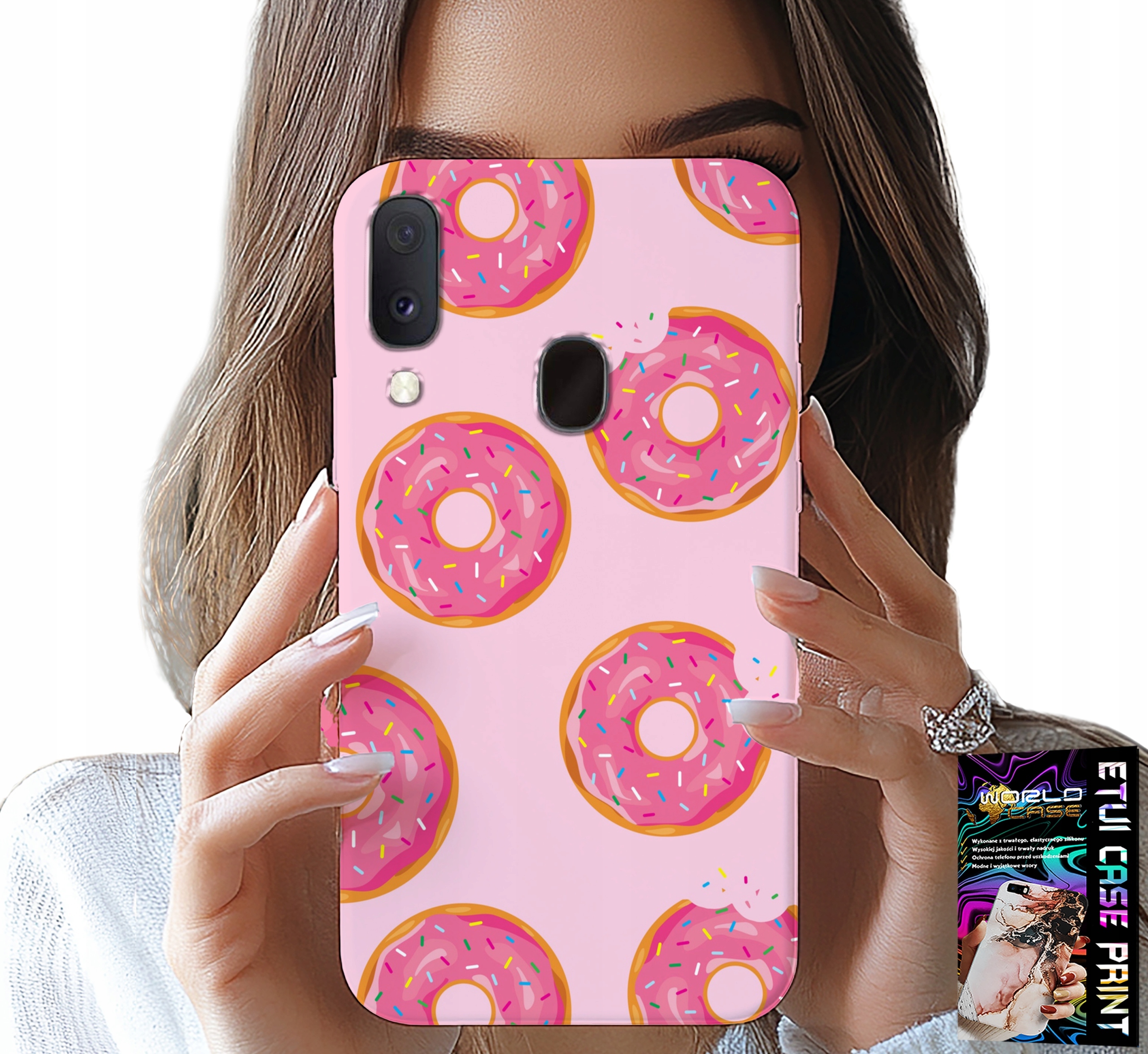 ETUI DO SAMSUNG GALAXY A20E - WZÓR Z PĄCZKAMI DONATAMI POLEWĄ CUKROWĄ