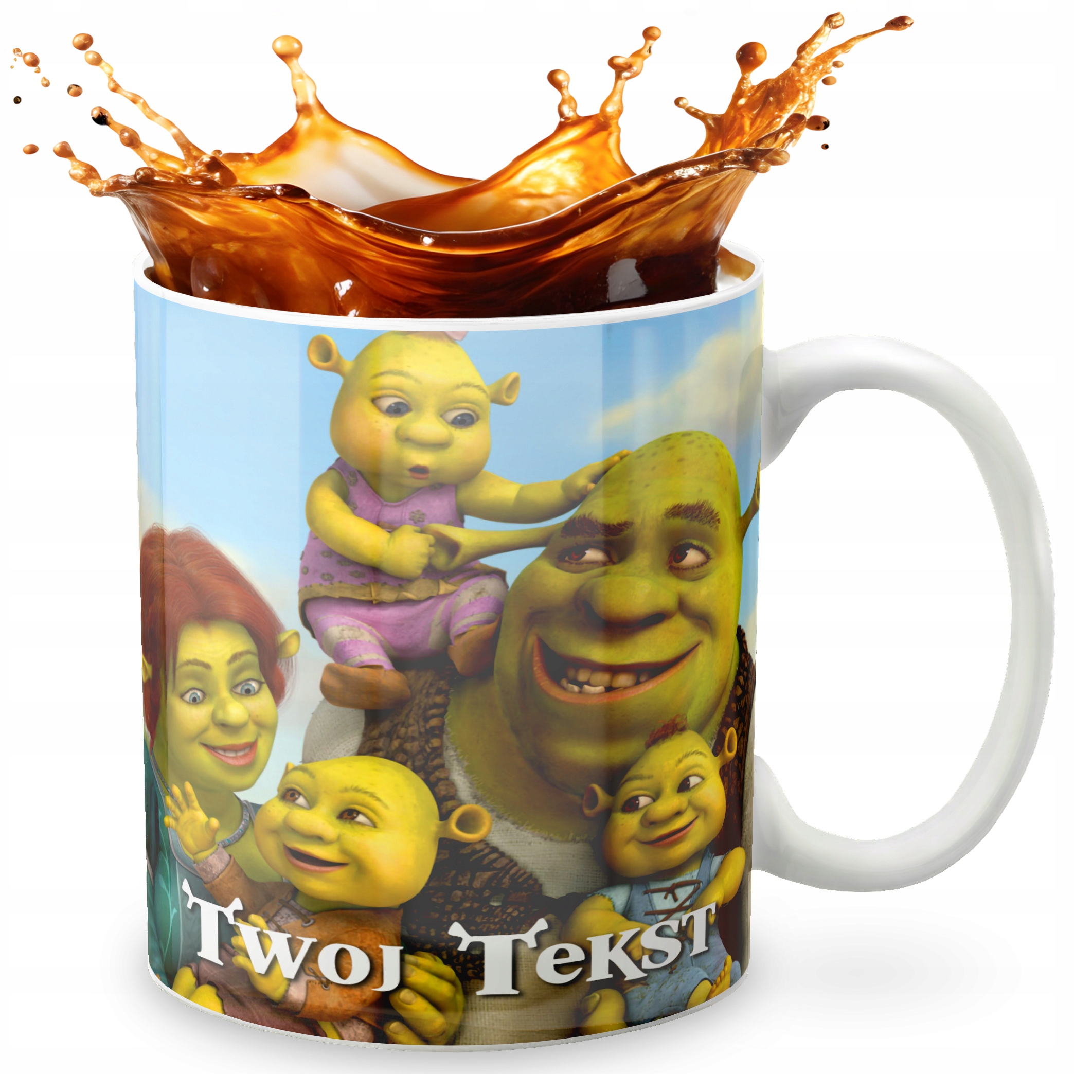 KUBEK 330ml GRAFIKA PREZENT ŚWIĘTA WZÓR - SHREK + IMIĘ