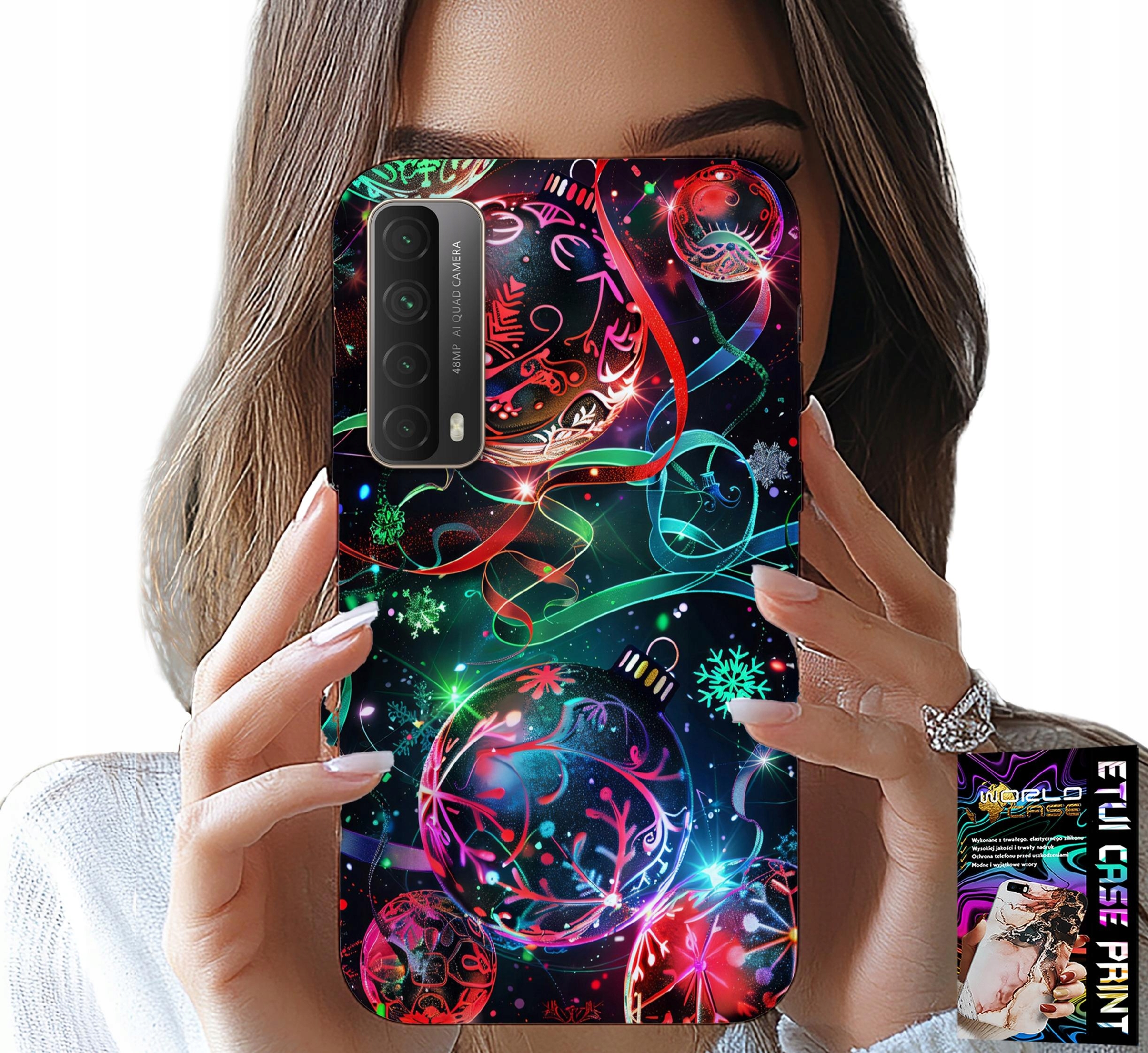 ETUI DO HUAWEI P SMART 2021 - ŚWIĄTECZNE BOMBKI, CHOINKA, CASE + FOLIA