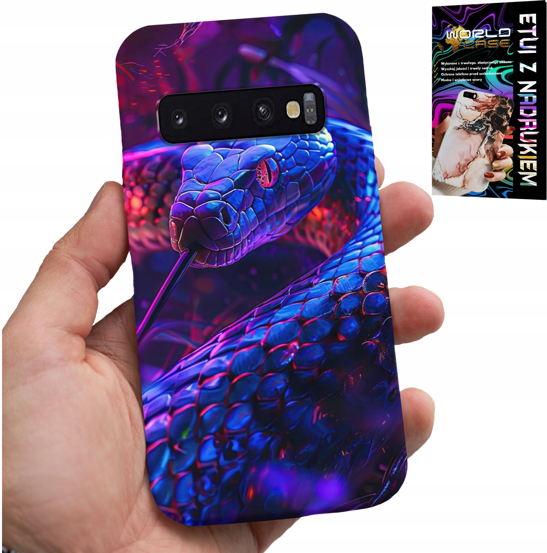 ETUI DO SAMSUNG GALAXY S10 - WĄŻ KOBRA GRZECHOTNIK GADY CASE + FOLIA