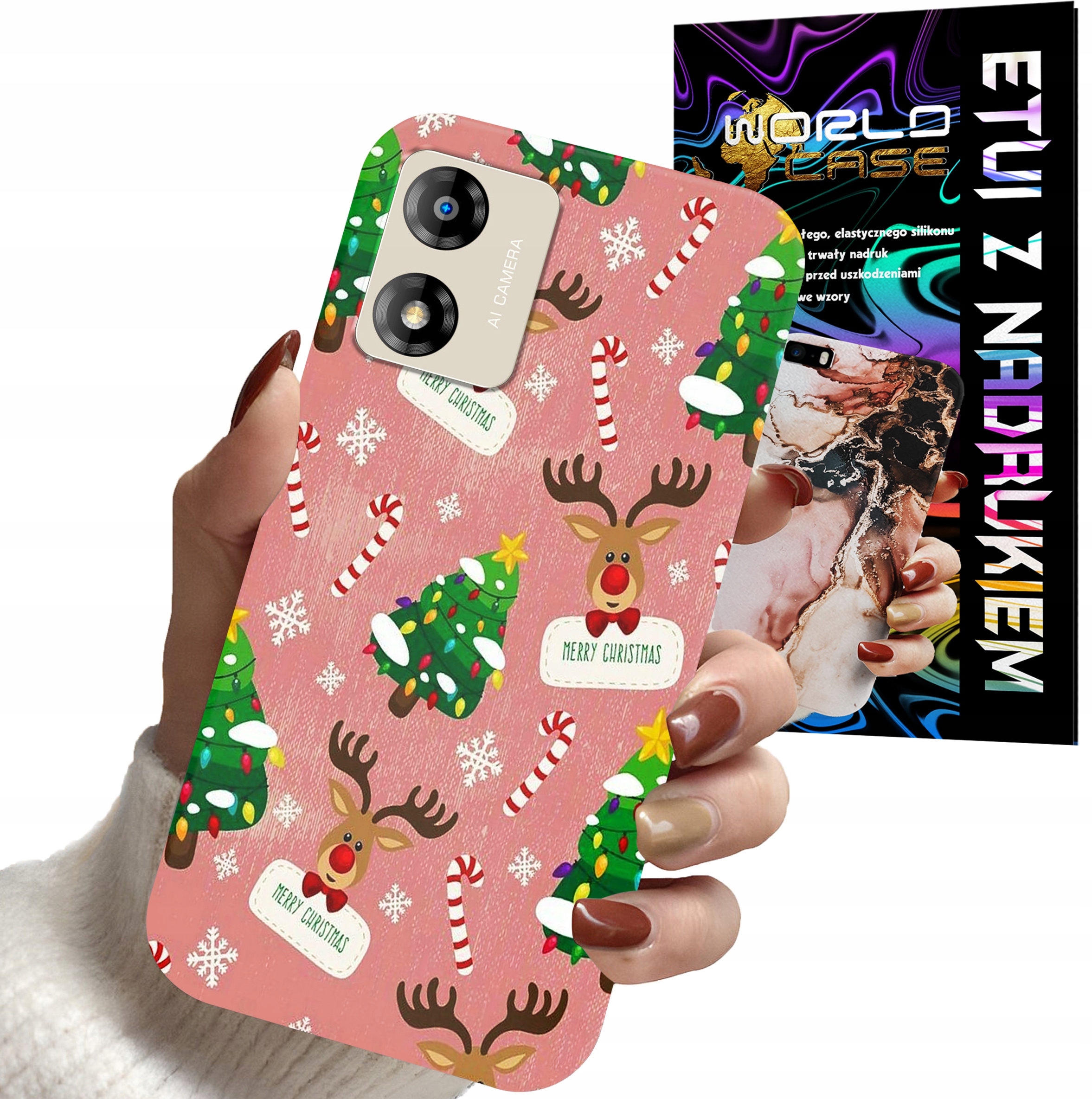 ETUI CASE DO MOTOROLA MOTO E13 - ŚWIĄTECZNE WZORY NA ŚWIĘTA RENIFER MIKOŁAJ