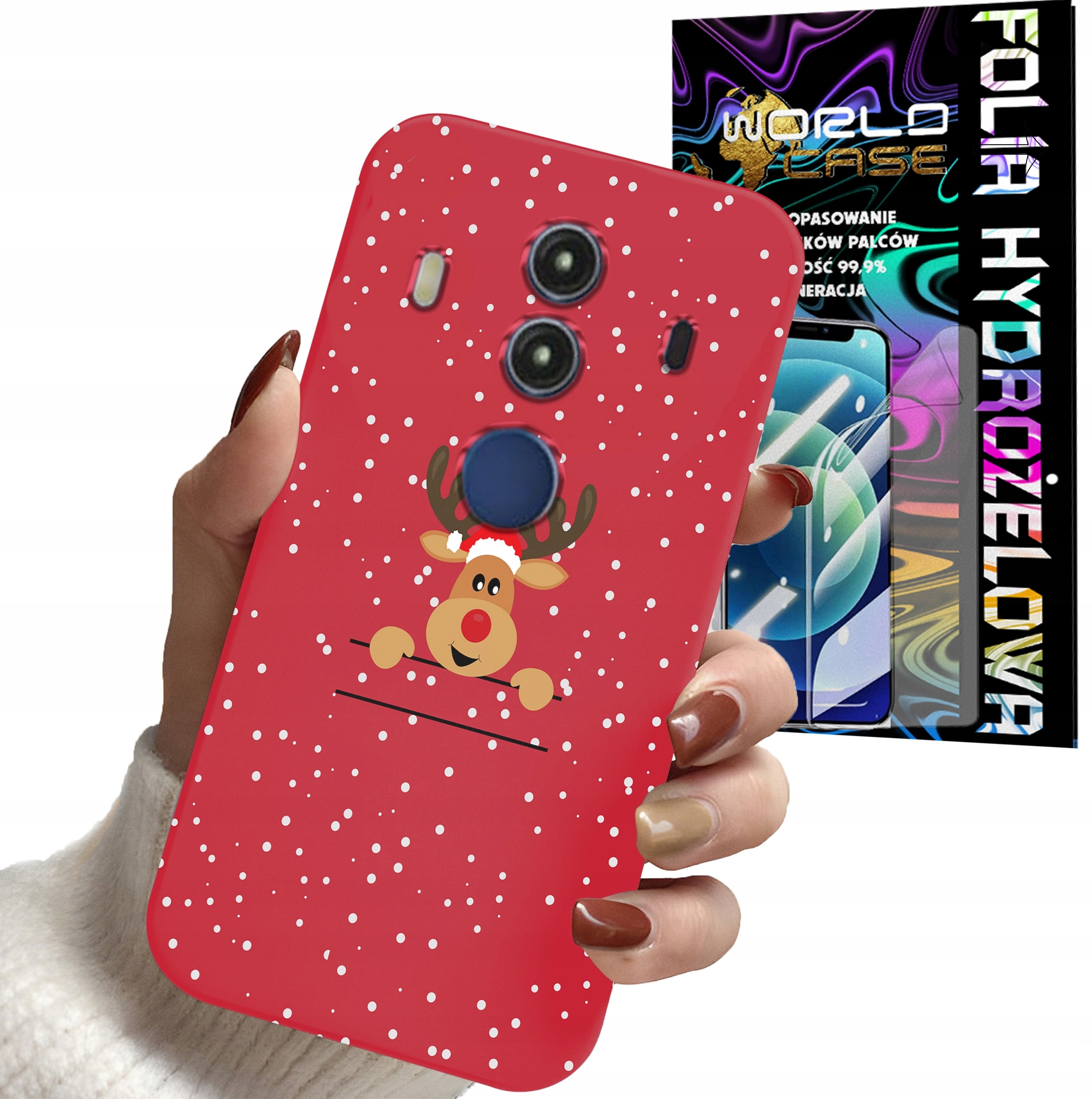 ETUI DO HUAWEI MATE 10 PRO - ŚWIĄTECZNE WZORY RENIFER MIKOŁAJ + FOLIA