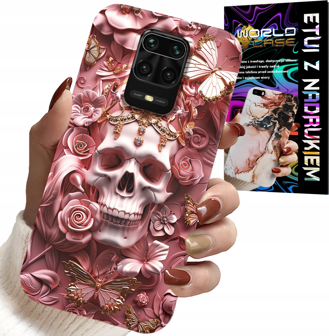 ETUI DO XIAOMI NOTE 9 PRO / 9S - KOBIECE, MODNE WZORY, CZASZKA W RÓŻE