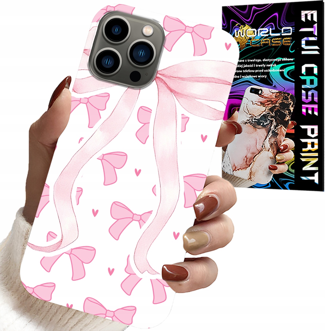 ETUI DO IPHONE 13 PRO MAX - RÓŻOWE WSTAZKI WSTĄZKA MODNE WZORY CASE