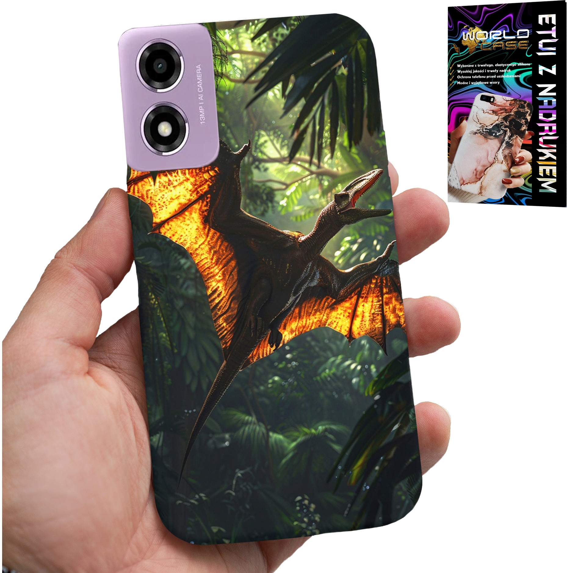 ETUI DO MOTOROLA MOTO E14 - DINO DINOZAUR PTERODAKTYL FUTERAŁ PLECKI