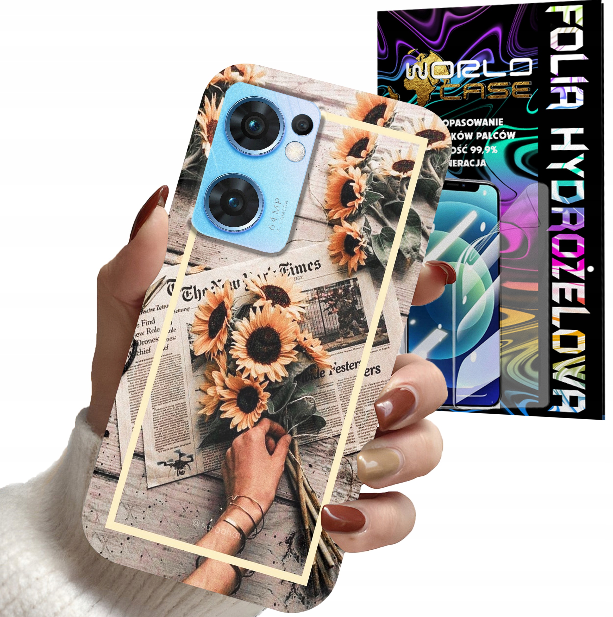 ETUI DO OPPO FIND X5 LITE - SŁONECZNIK KWIATY DLA KOBIET PLECKI + FOLIA