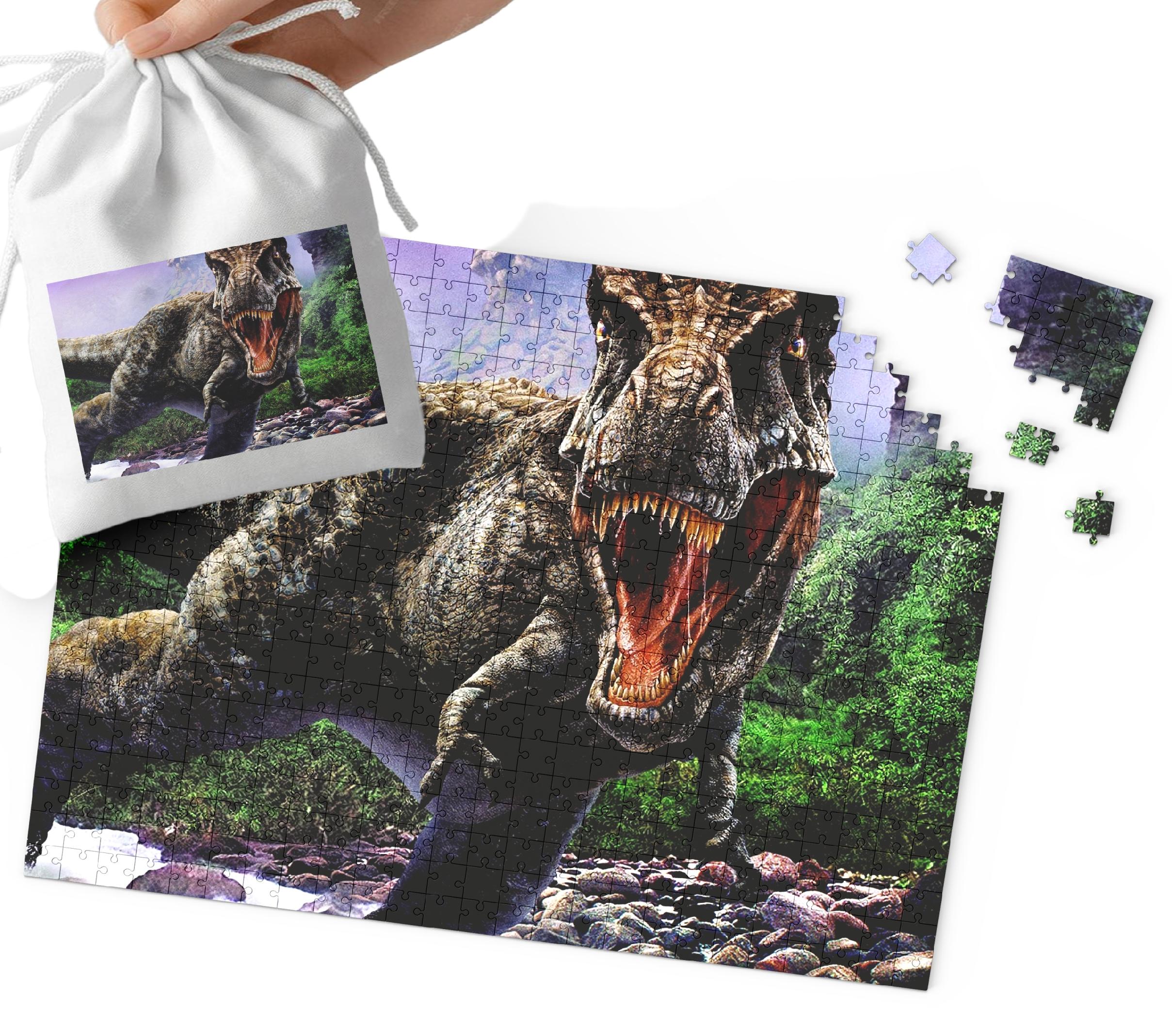 PUZZLE TRADYCYJNE - DINO DINOZAURY WZORY PREZENT NA ŚWIĘTA 120el + WORECZEK