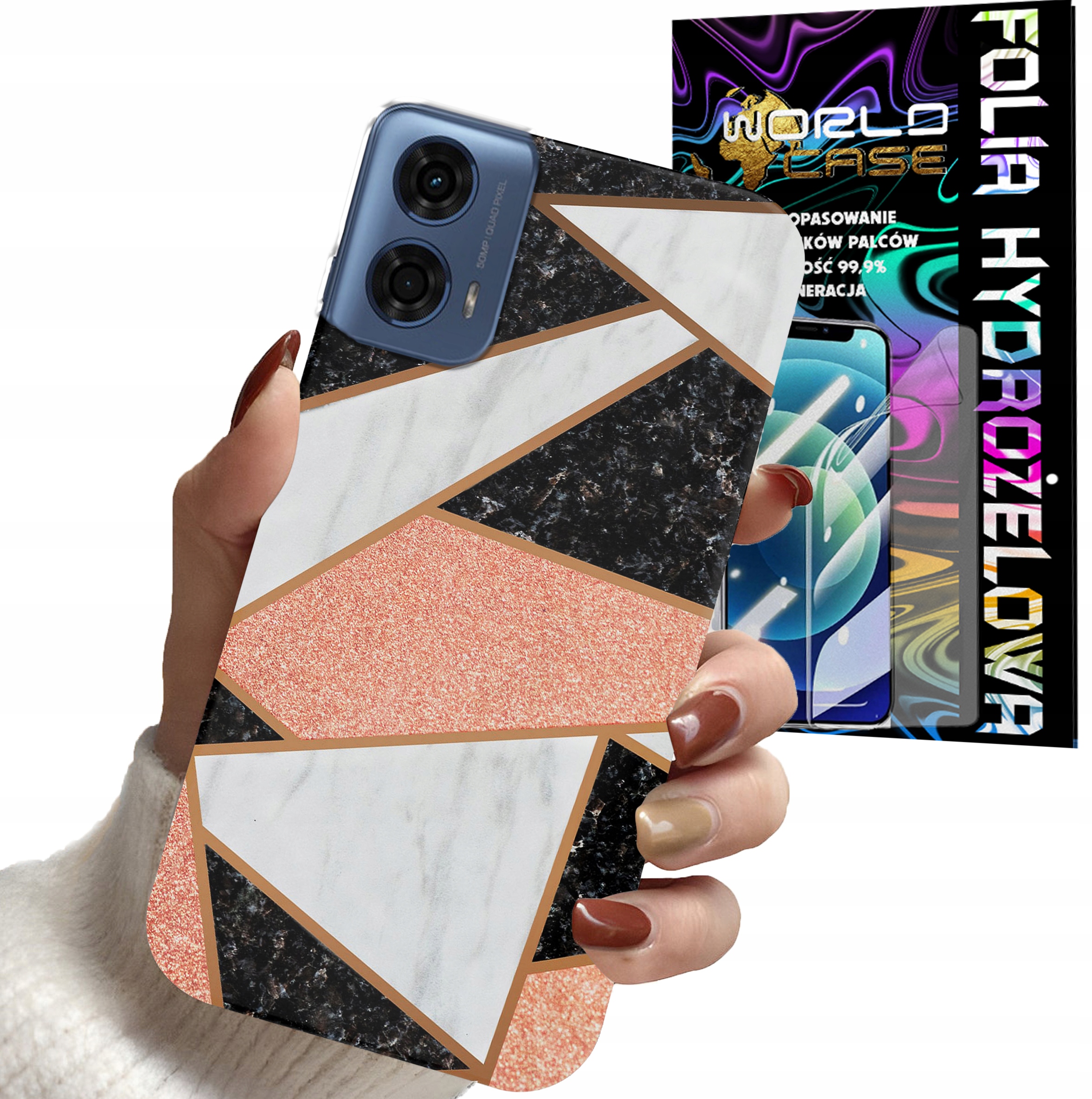 ETUI DO MOTOROLA MOTO G31 4G / G41 4G - GEOMETRYCZNE WZORY KOBIETY + FOLIA