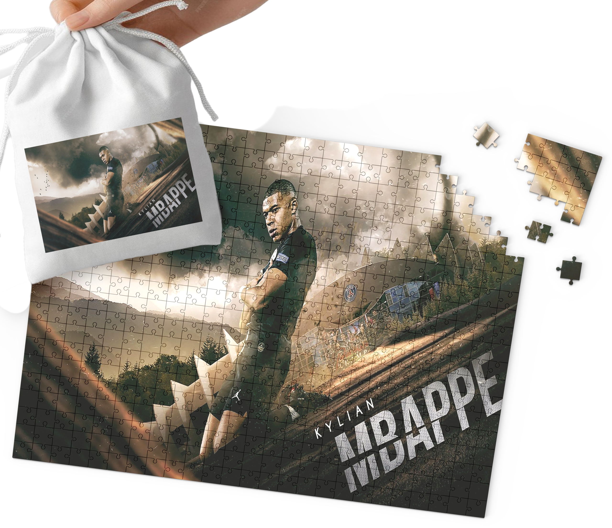 PUZZLE - KYLIAN MBAPPE WZORY DLA MAŁEGO PIŁKARZA 120el + WORECZEK