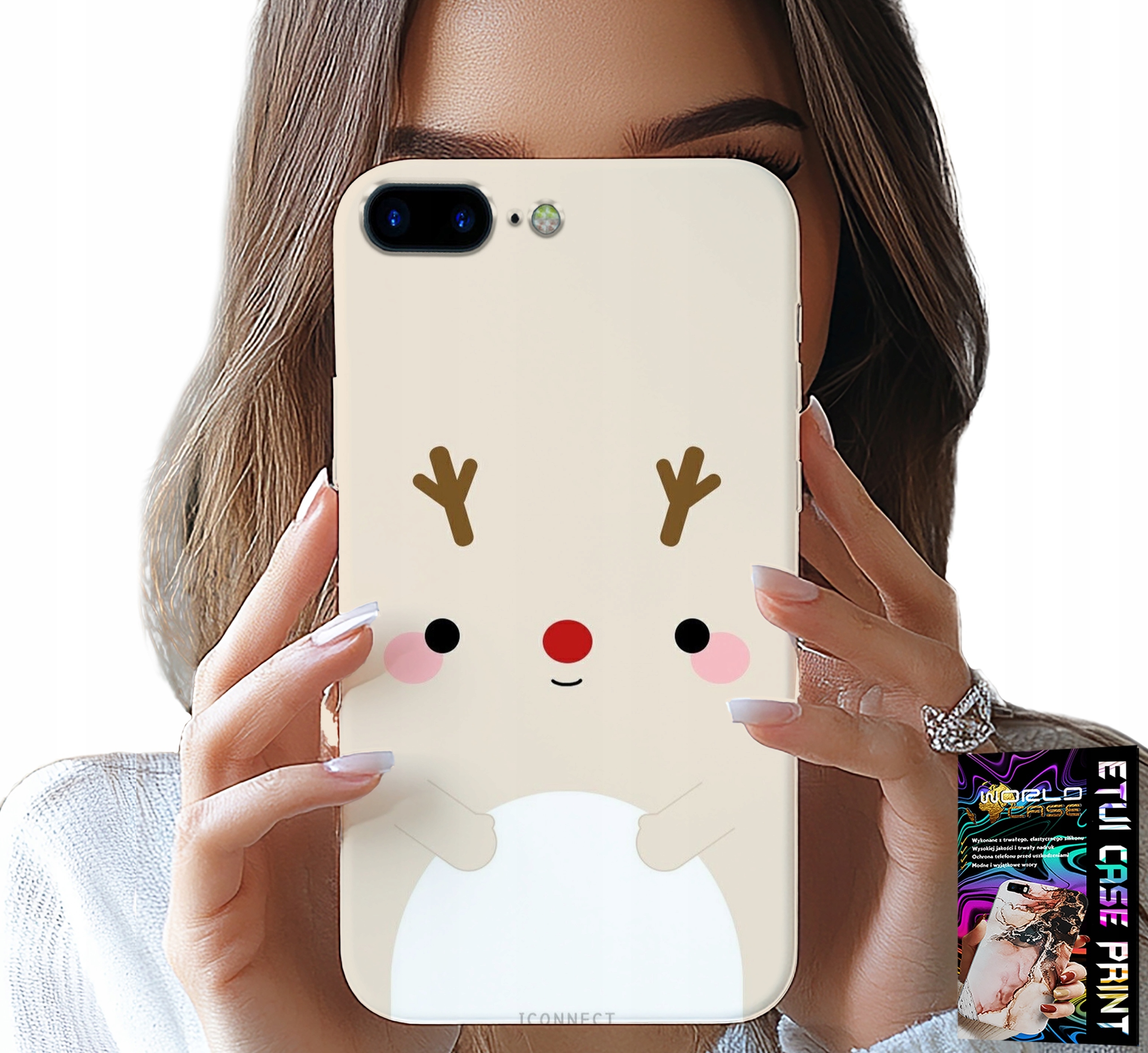 ETUI DO IPHONE ( 7 PLUS ) - RENIFEREK, RENIFER, ŚWIĄTECZNE WZORY