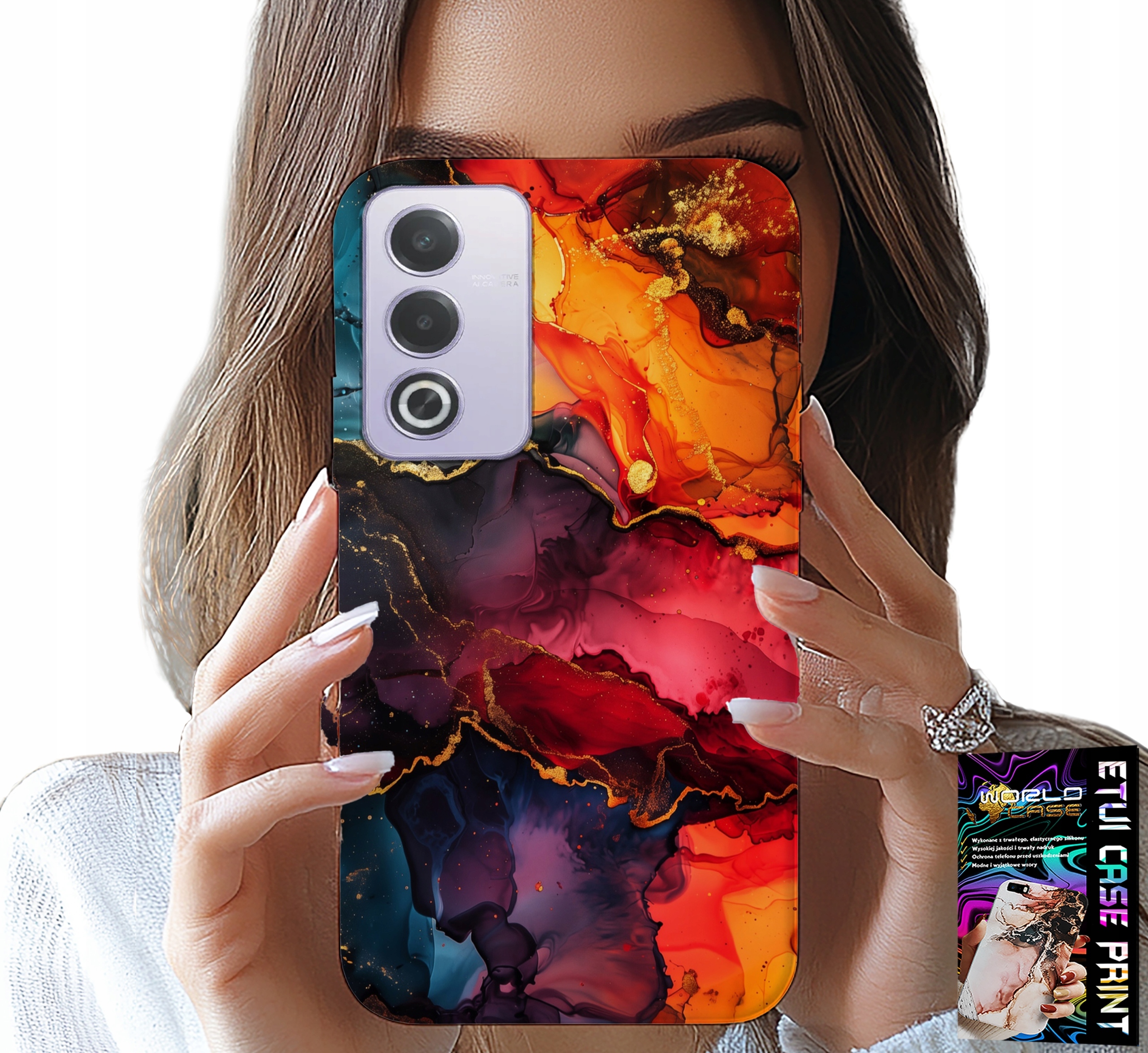 ETUI DO OPPO A80 5G - KAMIENNE WZORY, OBUDOWA CASE + FOLIA