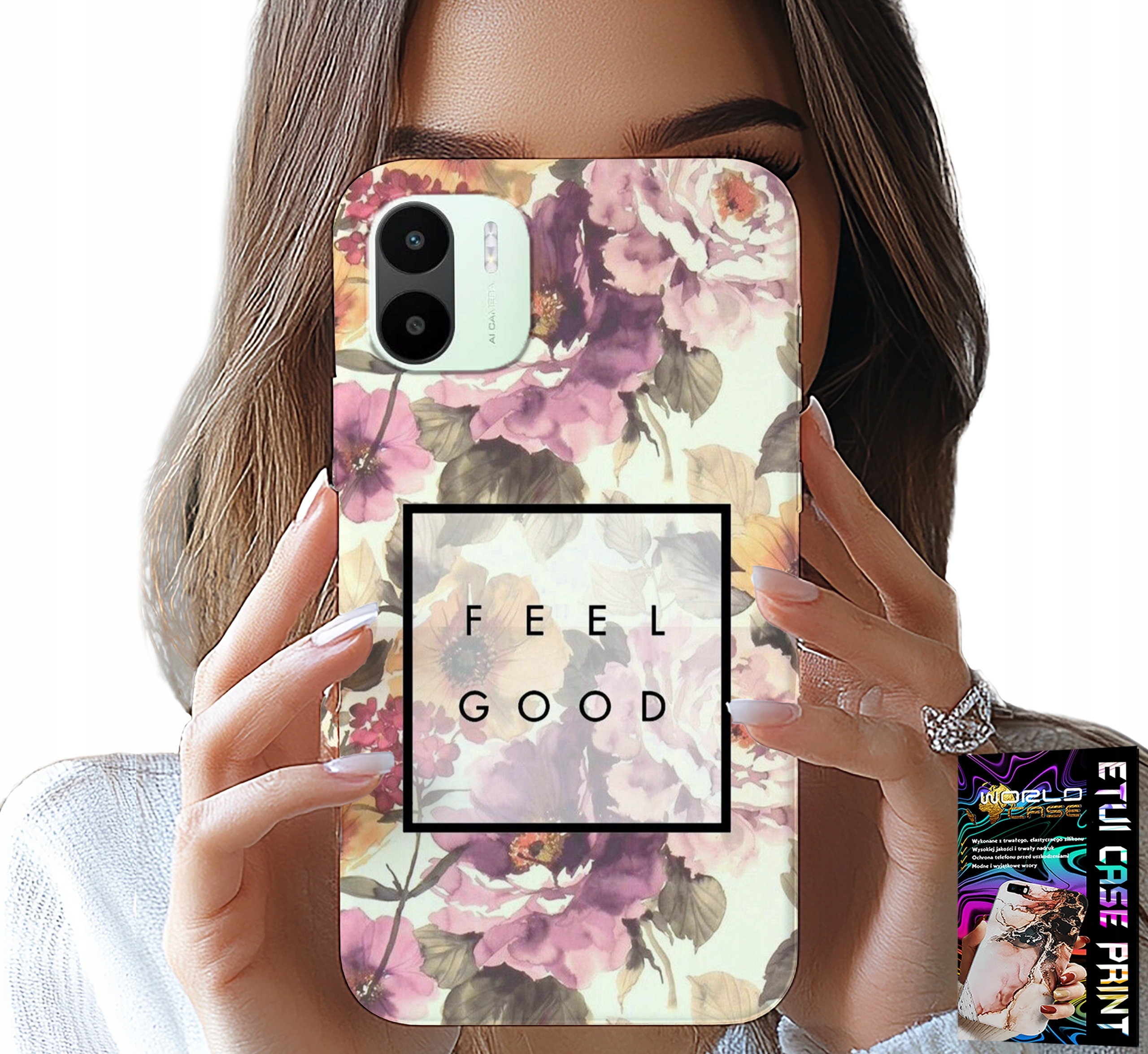 ETUI DO XIAOMI REDMI A1 - KWIATISTY WZÓR, MODNE DAMSKIE + SZKŁO