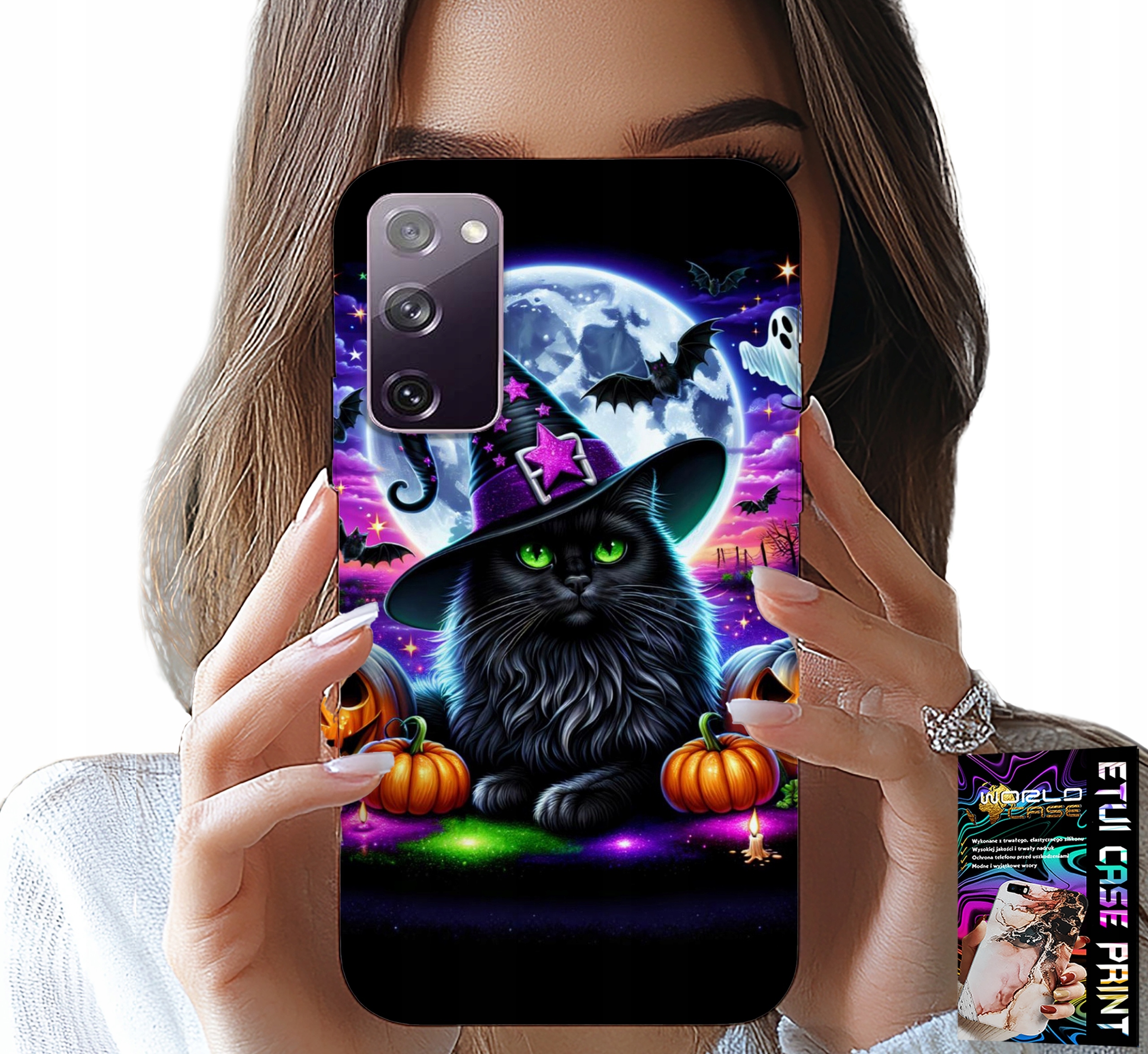ETUI DO SAMSUNG GALAXY S20 LITE - CZARNY KOTEK HALLOWEEN SALEM DYNIA WZORY
