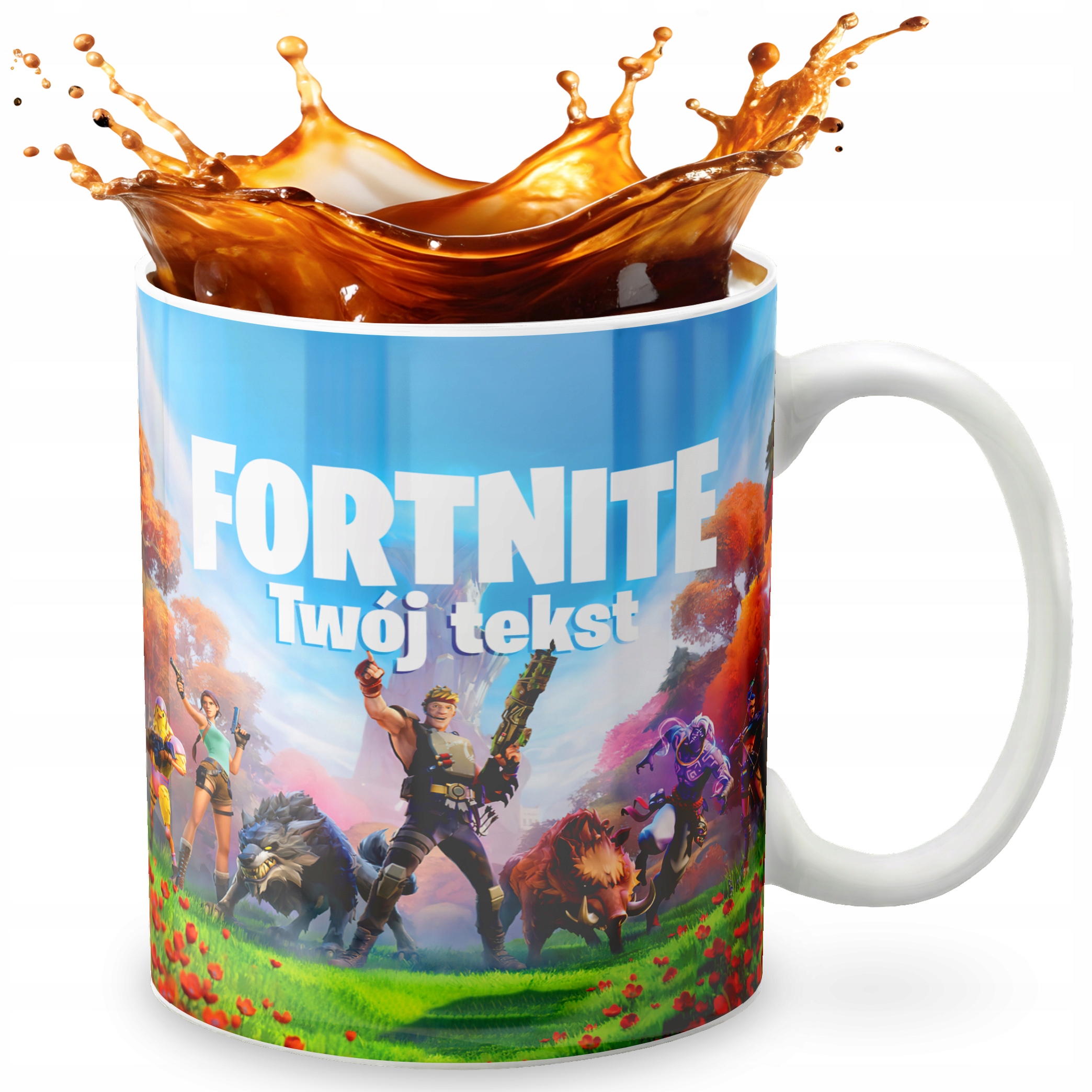 KUBEK 330ml GRAFIKA PREZENT ŚWIĘTA WZÓR - GRA BATTLE ROYALE FORTNITE + IMIĘ