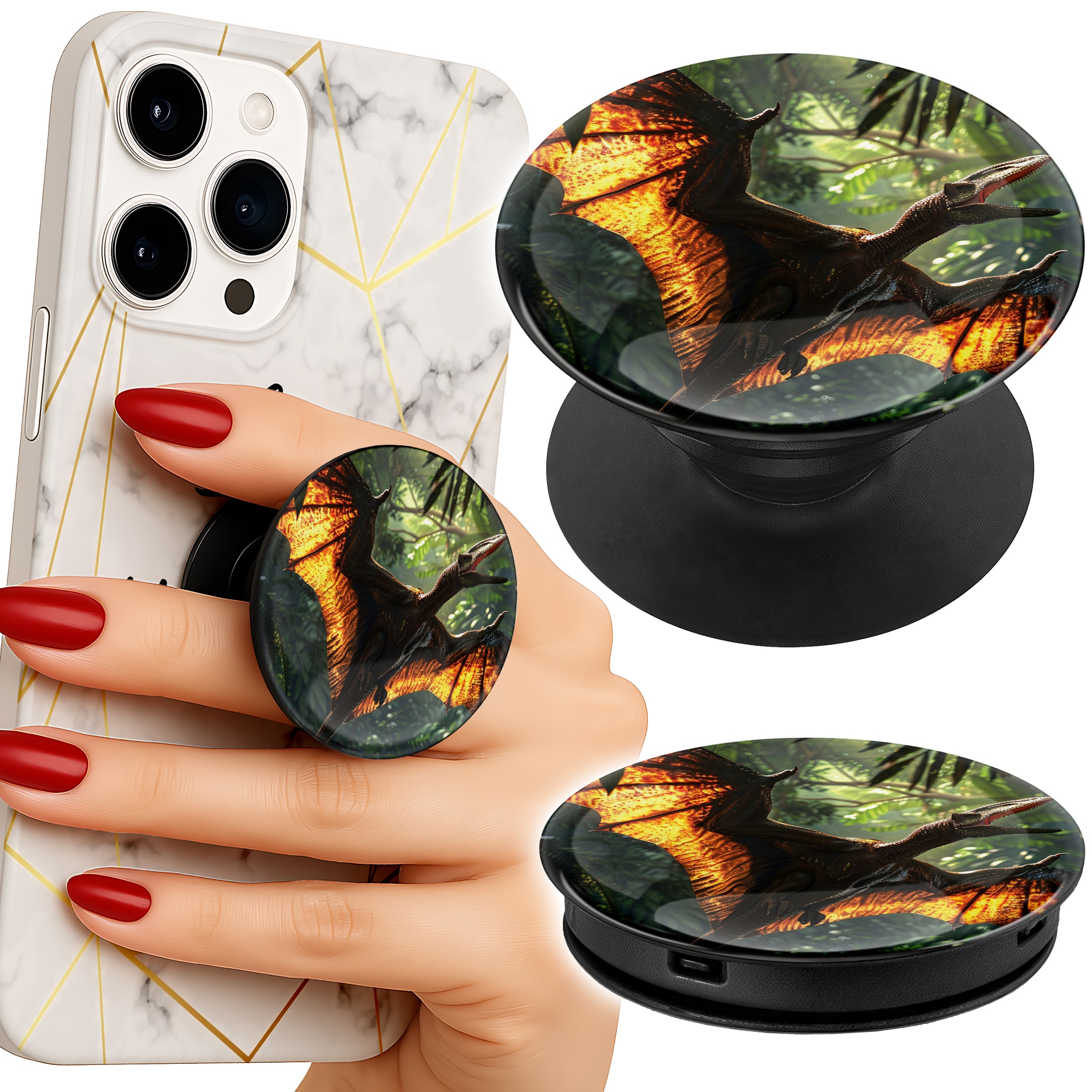 Uchwyt do telefonu Popsocket na palce/stojak DINO DINOZAUR PTERODAKTYL