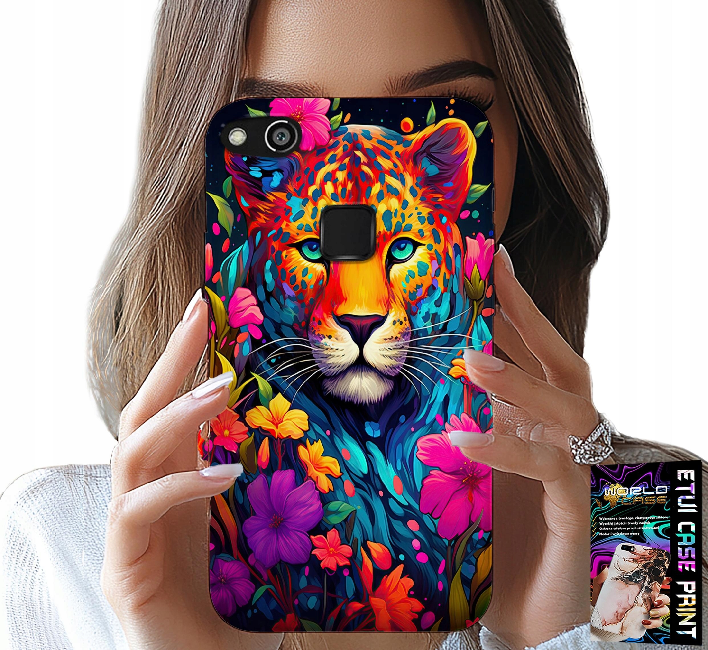 ETUI DO HUAWEI P9 LITE 2016 - KWIECISTE WZORY TYGRYS TYGRYSEK + FOLIA