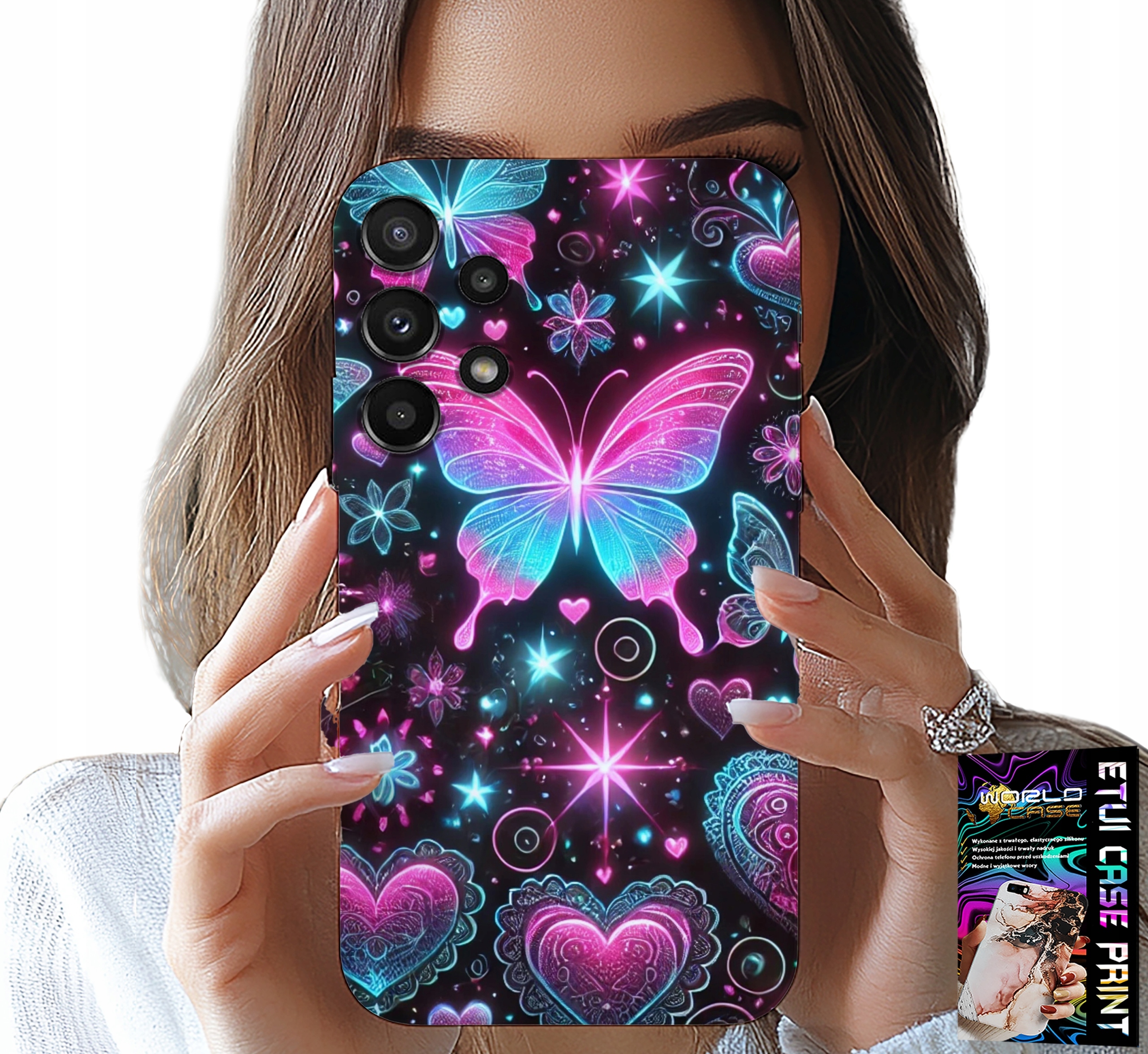 ETUI DO SAMSUNG GALAXY A32 5G - KOLOROWY MOTYLEK SERCE MODNE WZORY CASE