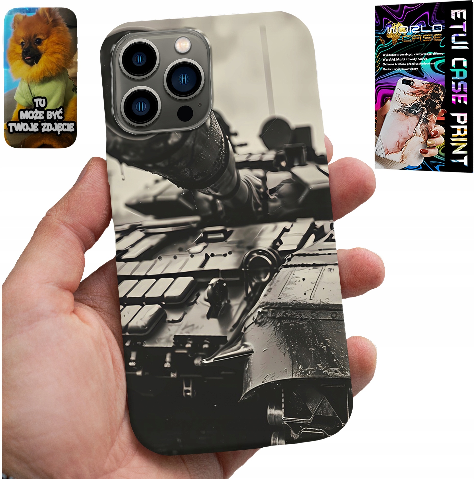 ETUI DO IPHONE 13 PRO - CZOŁG POJAZDY WOJSKOWE MILITARIA + SZKŁO