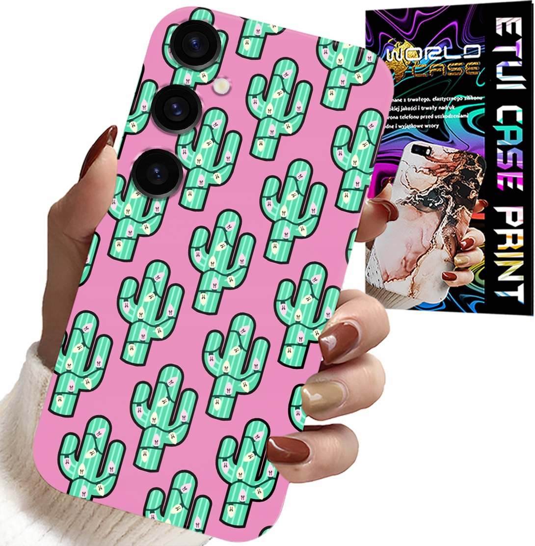 ETUI DO SAMSUNG GALAXY A05S - KAKTUSY, KAKTUS NA RÓŻOWYM TLE + FOLIA