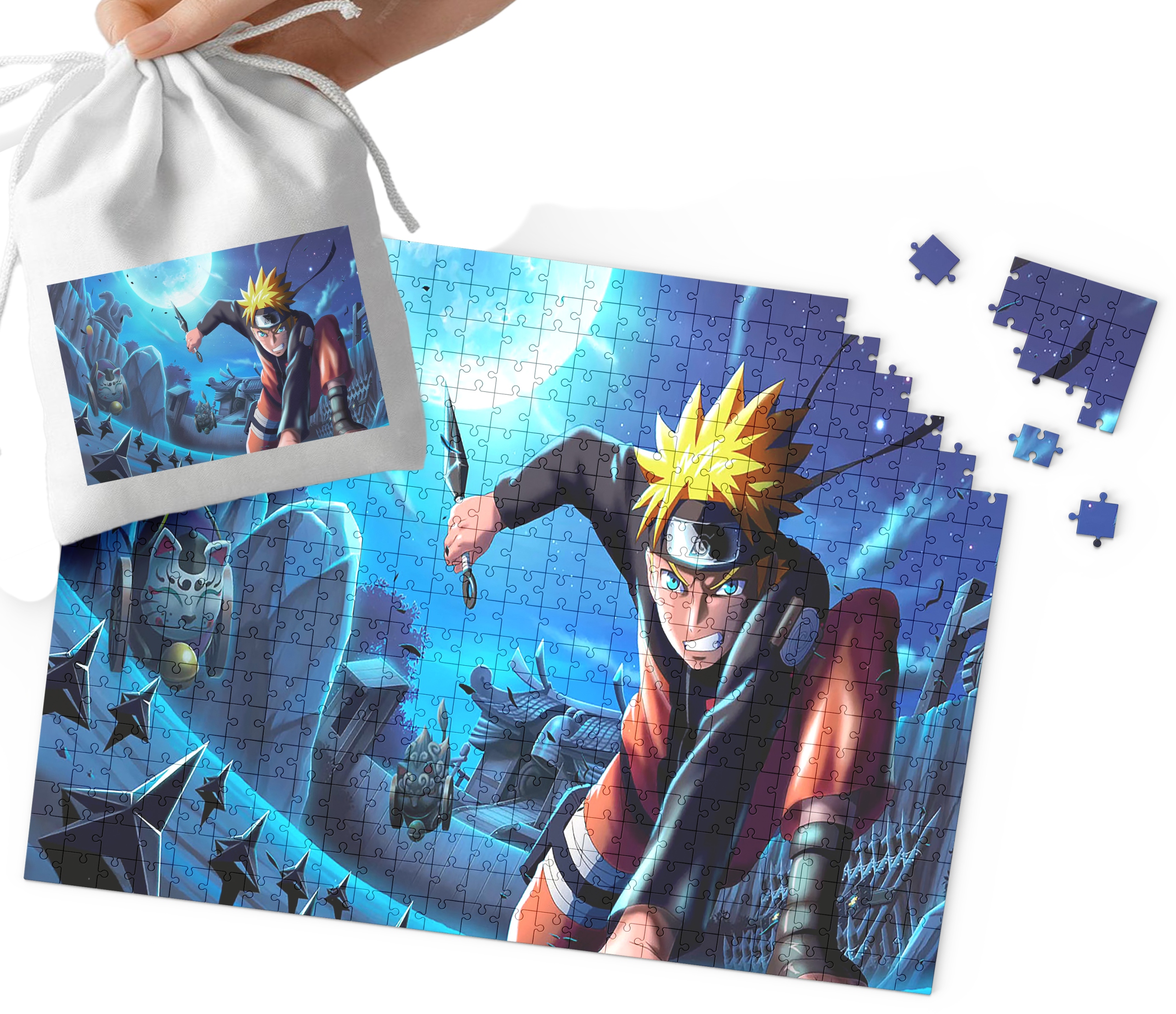 PUZZLE - NARUTO WZORY Z BAJEK I GIER PREZENT DLA DZIECI 252el +WORECZEK