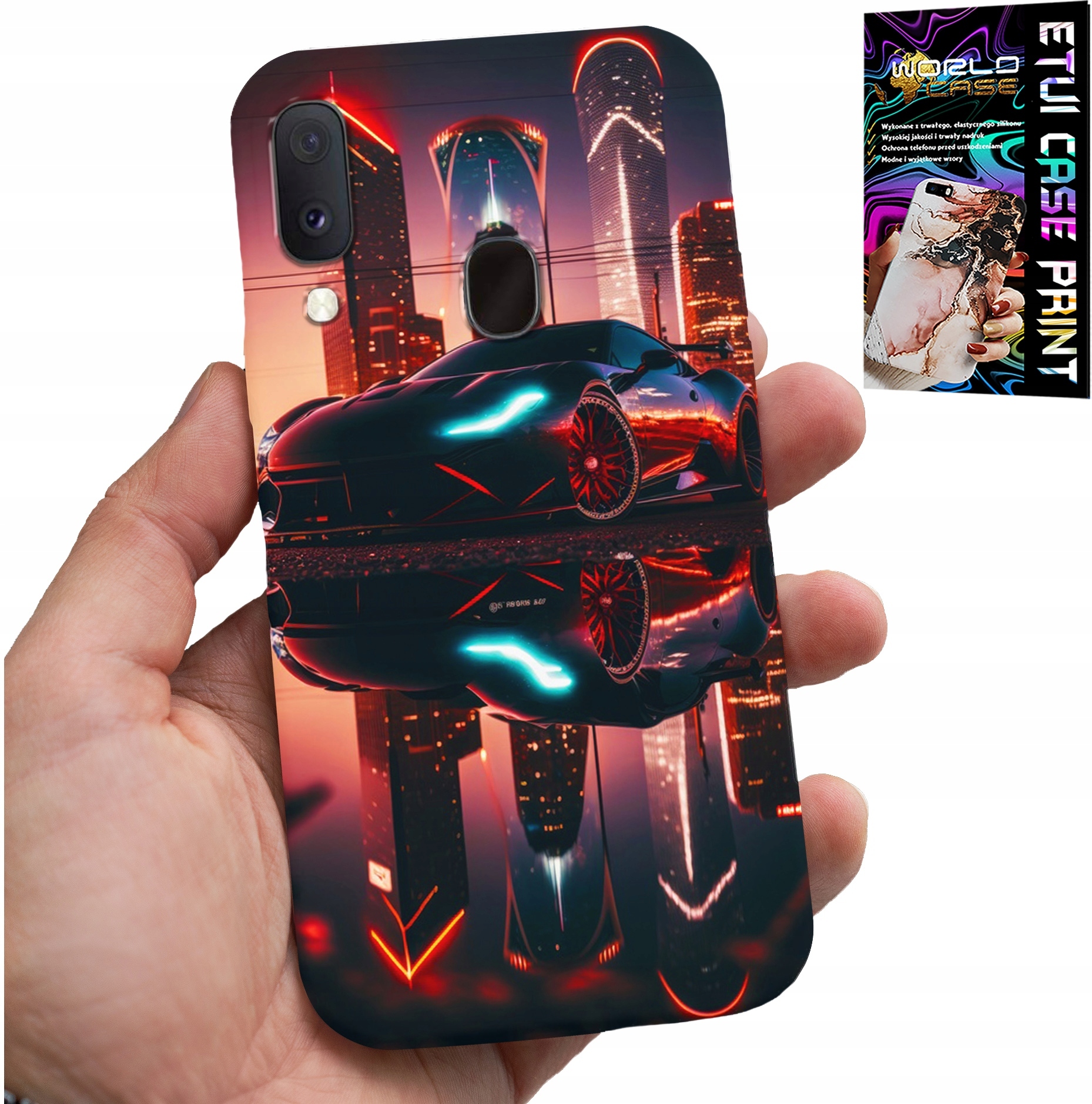 ETUI DO SAMSUNG GALAXY A20E - SAMOCHODY FAN, WZORY DLA MĘŻCZYZN +FOLIA
