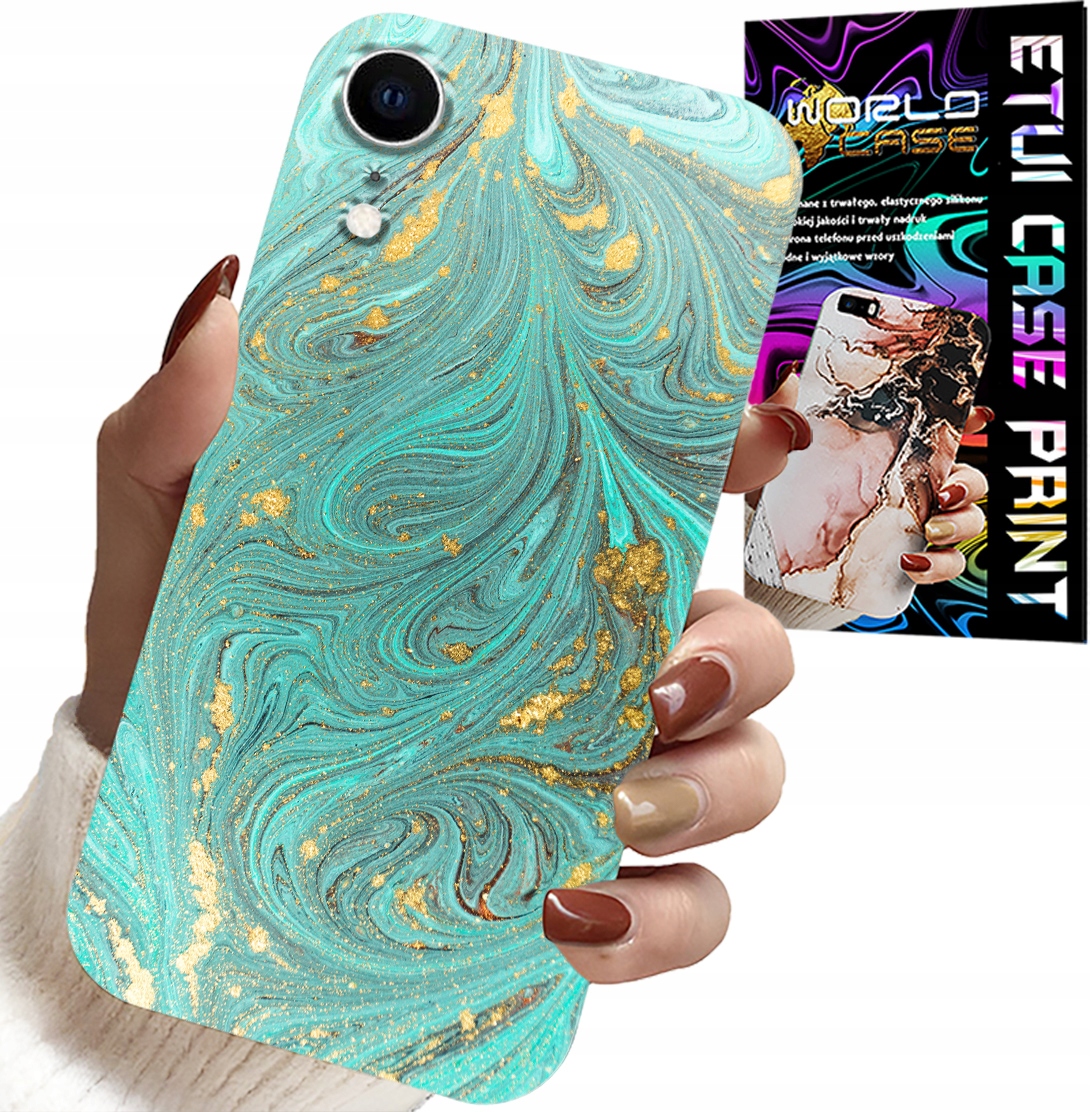 ETUI DO IPHONE XR - MARMURKOWE WZORY + SZKŁO HARTOWANE