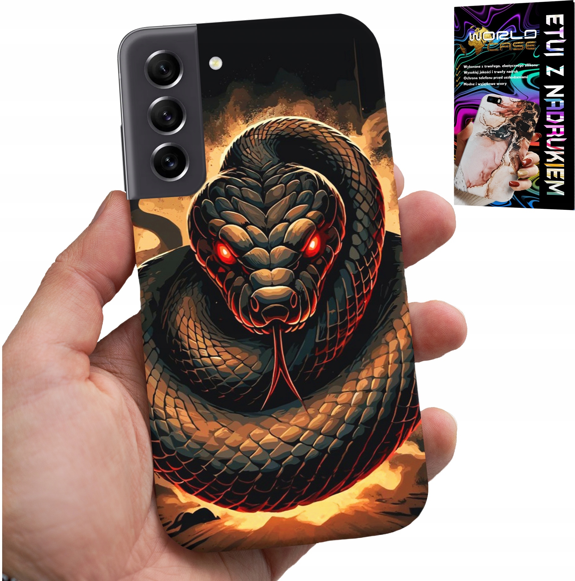 ETUI DO SAMSUNG GALAXY S21 - WĄŻ, WĘŻE KOBRA GRZECHOTNIK CASE + FOLIA