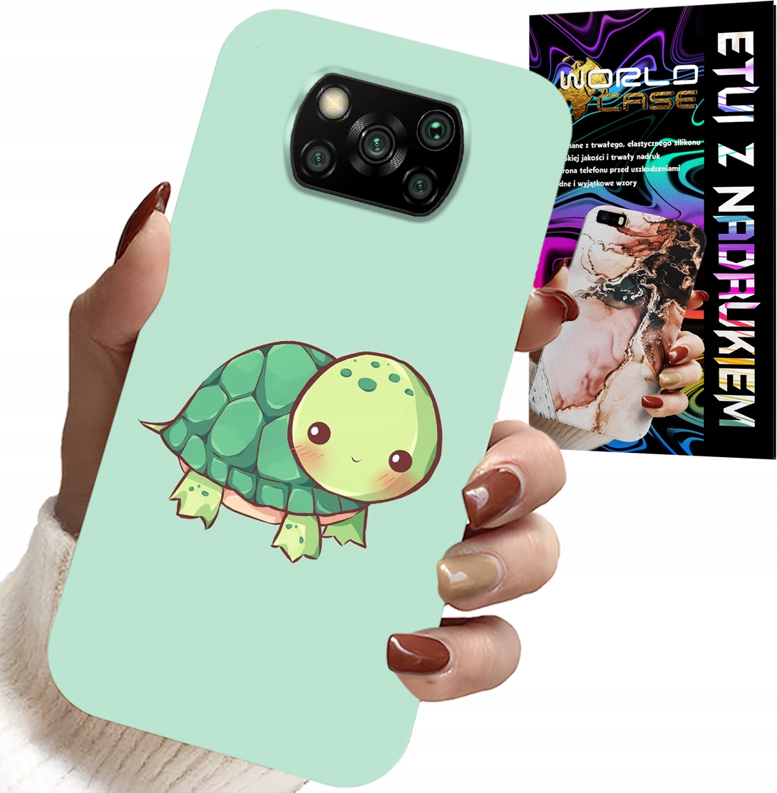 ETUI DO XIAOMI POCO X3 - SŁODKIE ŻÓŁWKI WZORY DLA DZIECI + SZKŁO